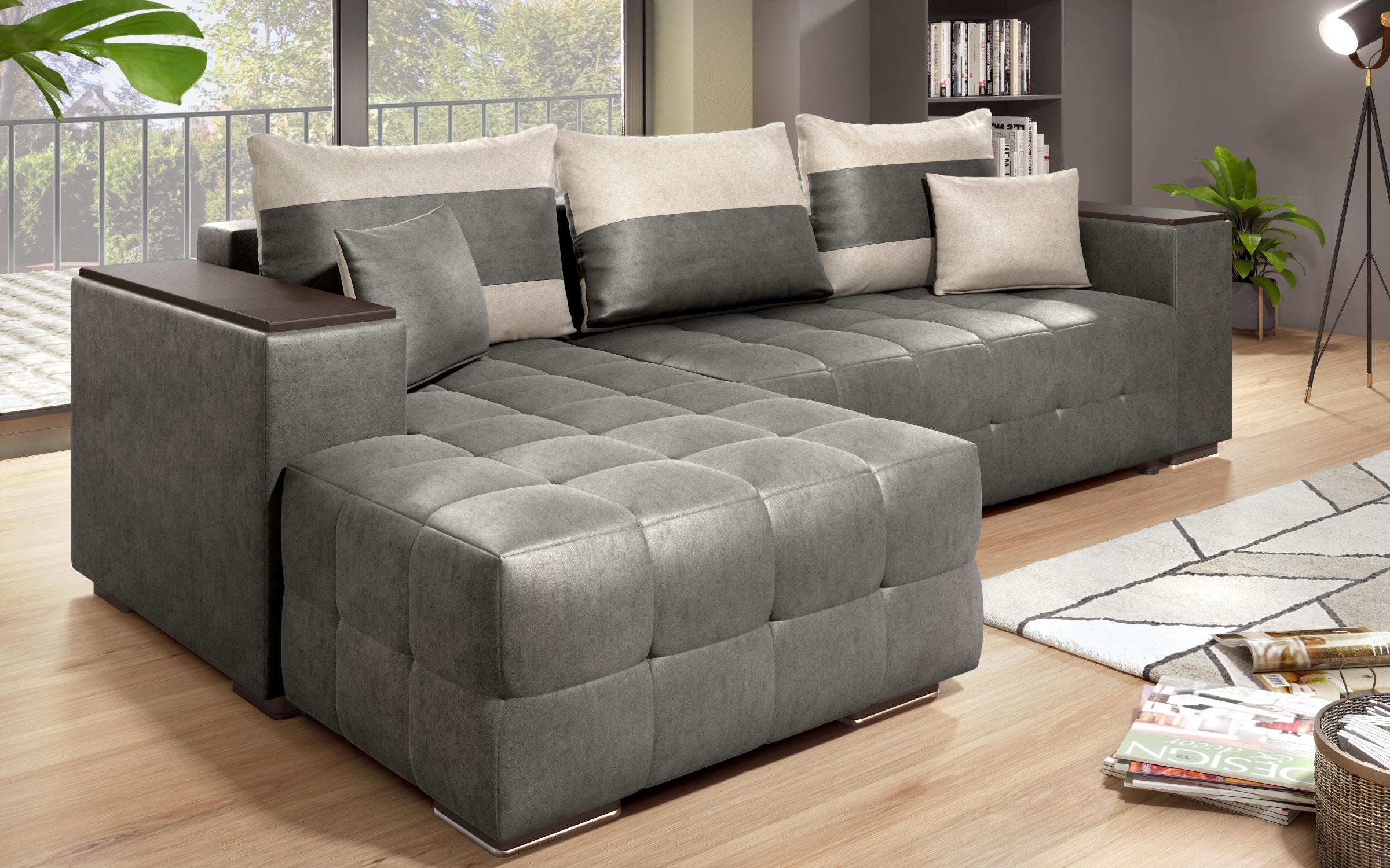 Coltar extensibil cu brat etajera Melvin S, gri + bej deschis  3