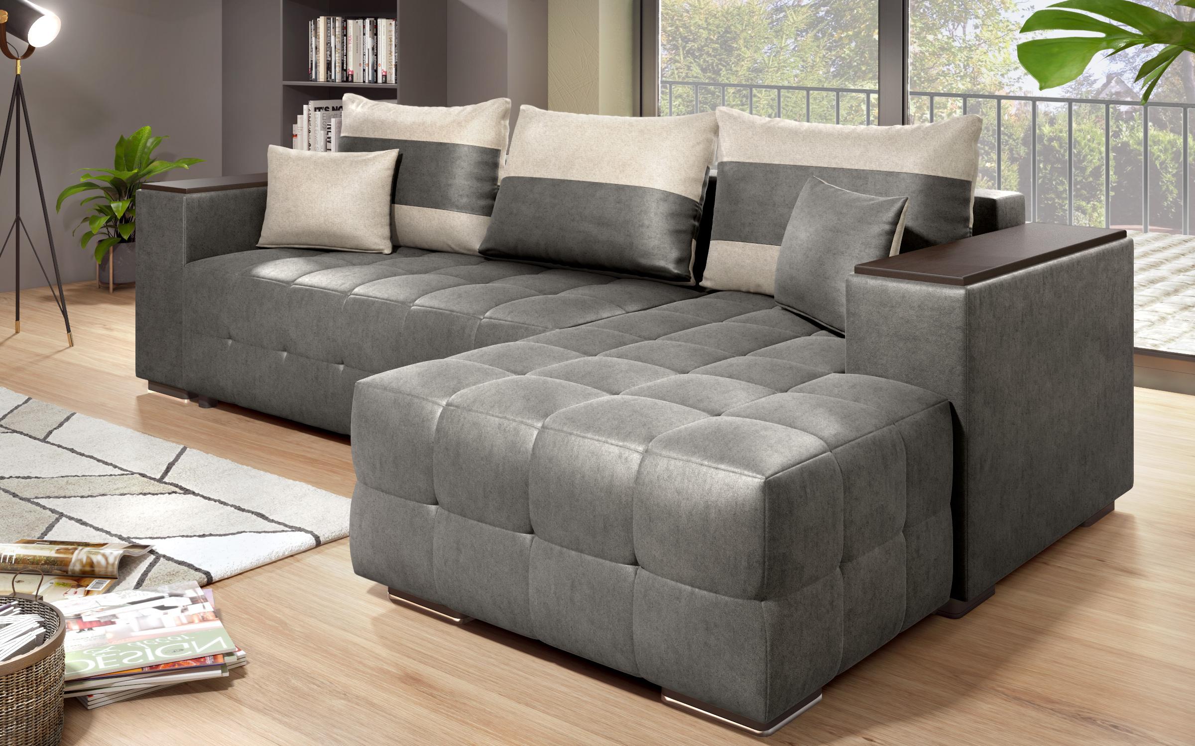 Coltar extensibil cu brat etajera Melvin S, gri + bej deschis  3