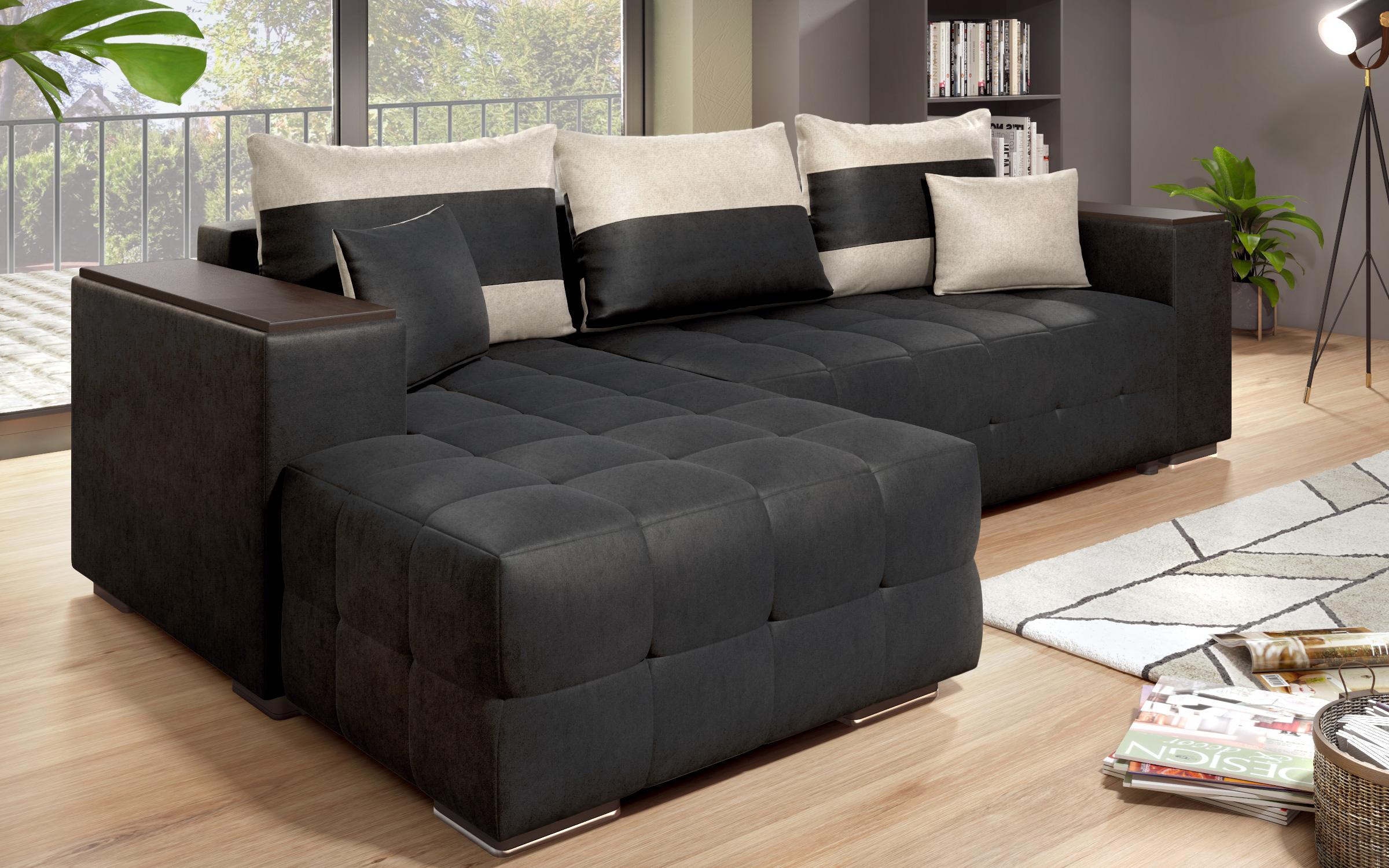 Coltar extensibil cu brat etajera Melvin S, negru + bej deschis  4