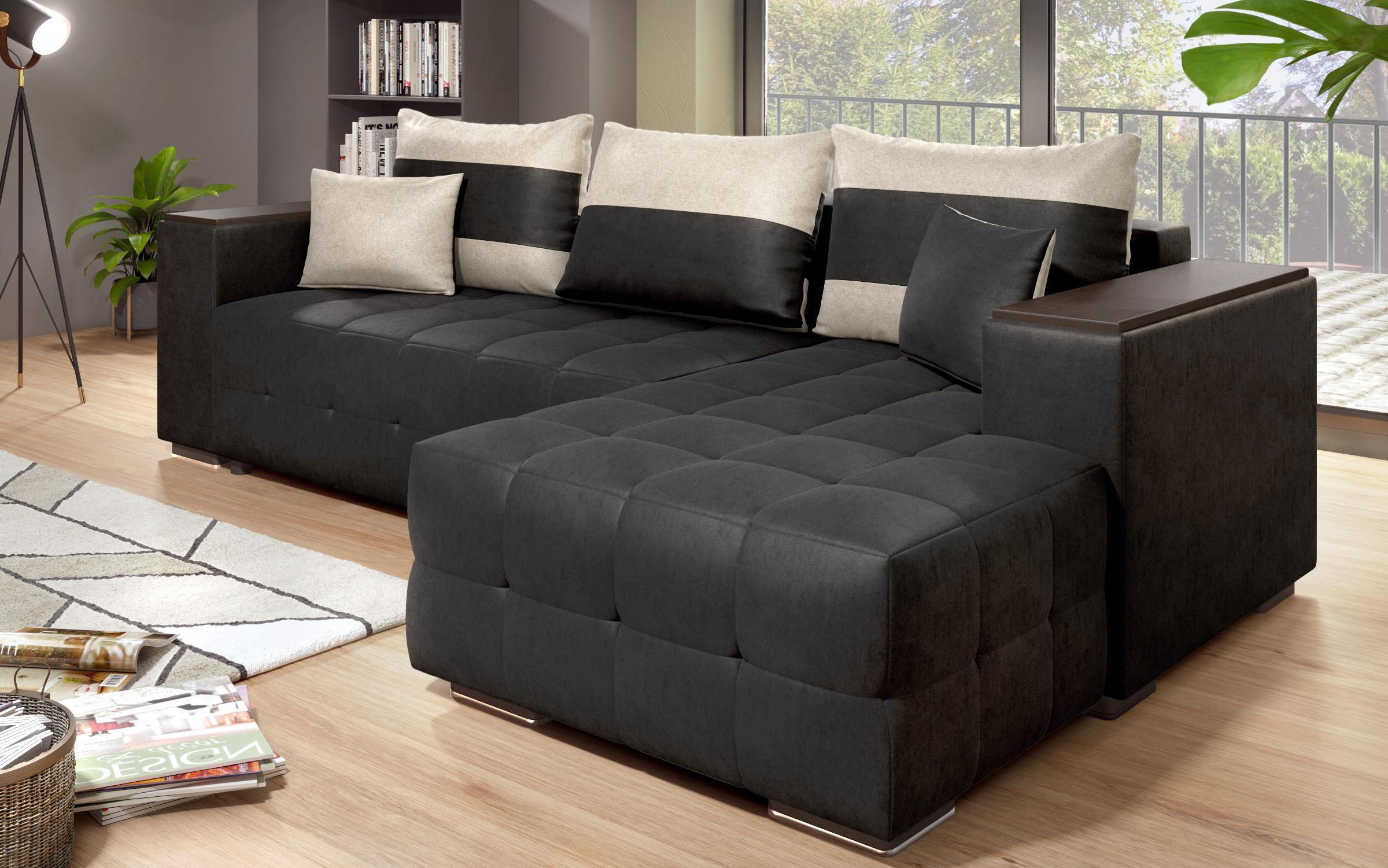 Coltar extensibil cu brat etajera Melvin S, negru + bej deschis  4