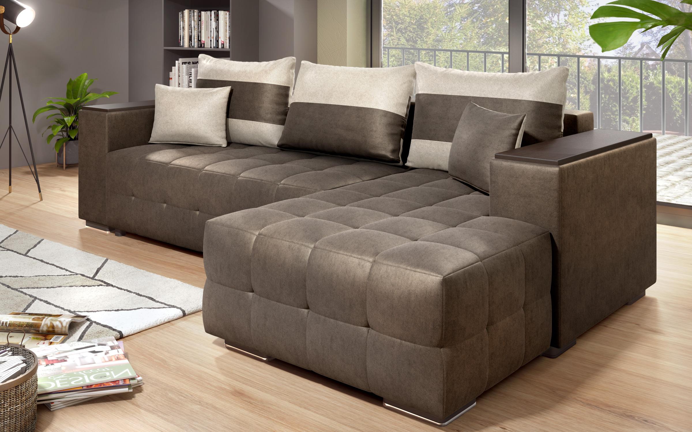 Coltar extensibil cu brat etajera Melvin S, maro inchis + bej deschis  3