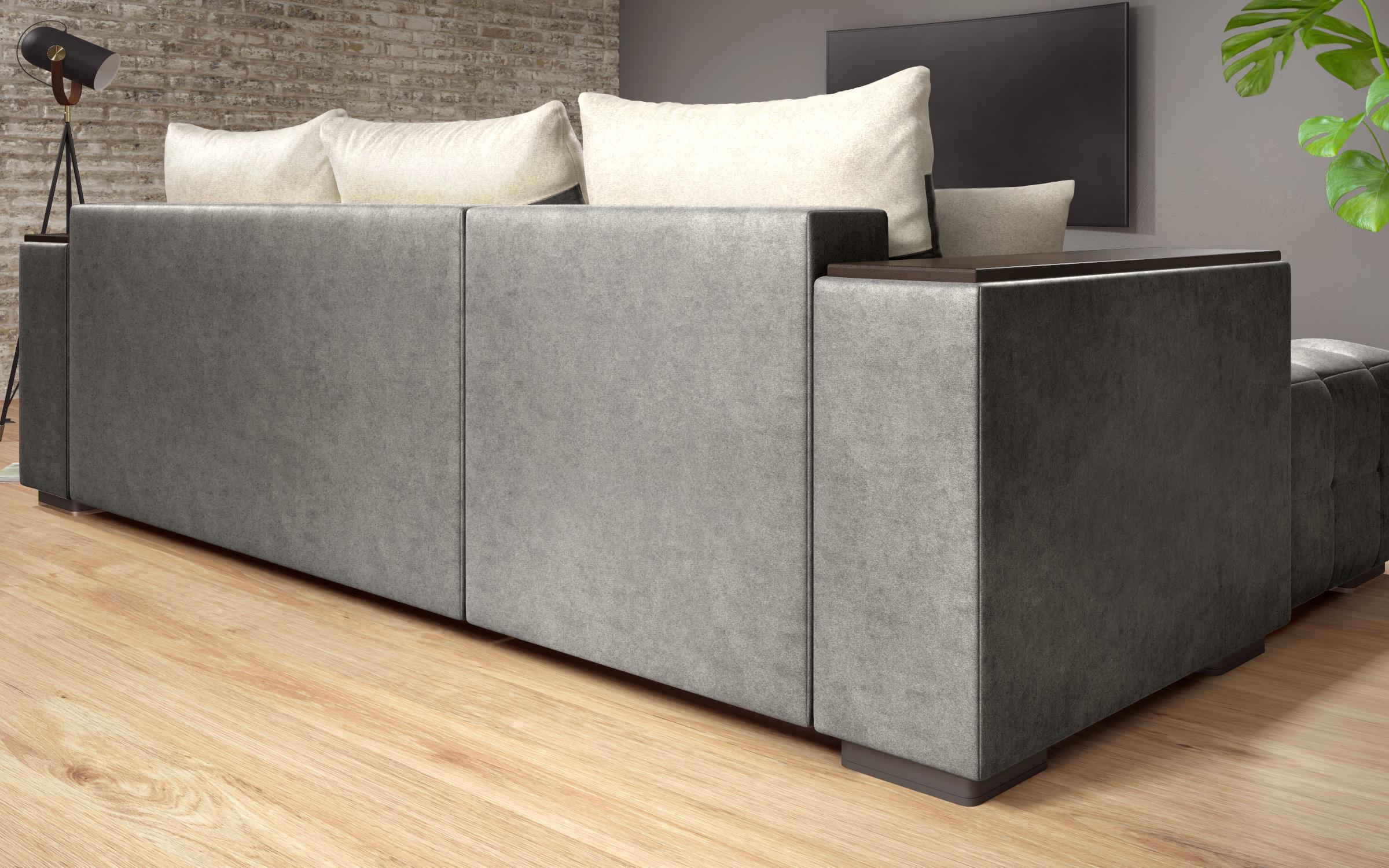 Coltar extensibil cu brat etajera Melvin S, gri + bej deschis  4