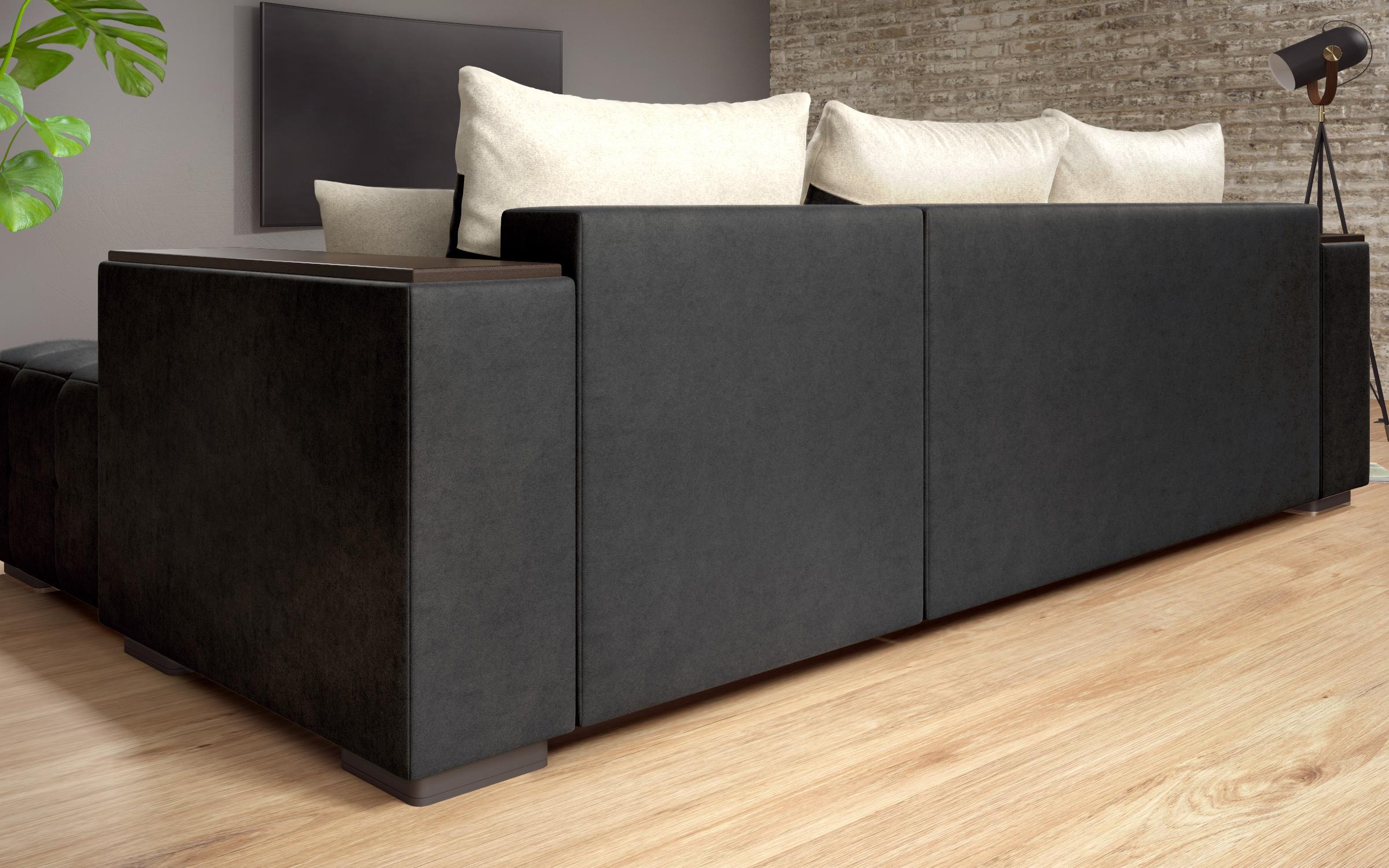 Coltar extensibil cu brat etajera Melvin S, negru + bej deschis  5