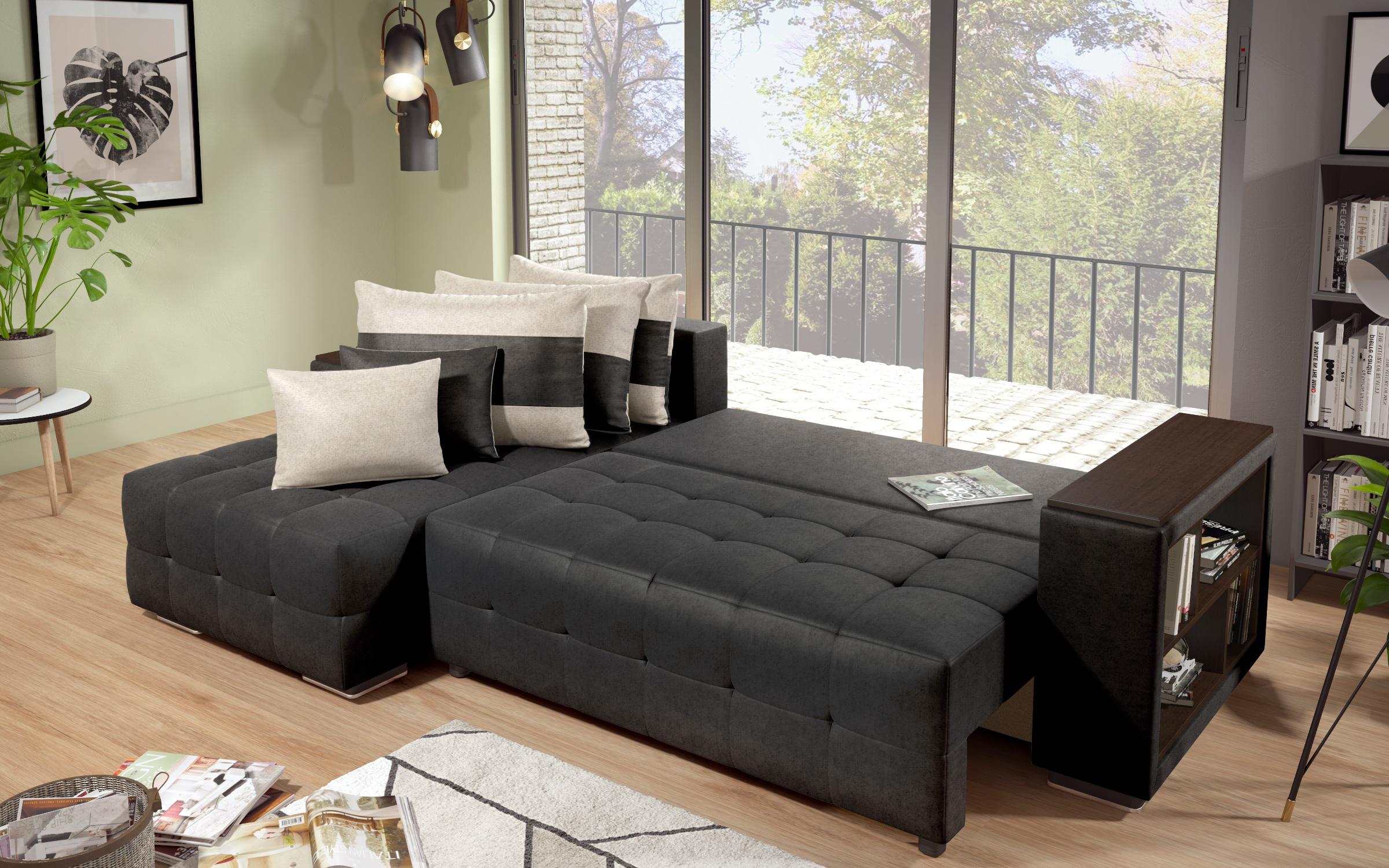 Coltar extensibil cu brat etajera Melvin S, negru + bej deschis  7