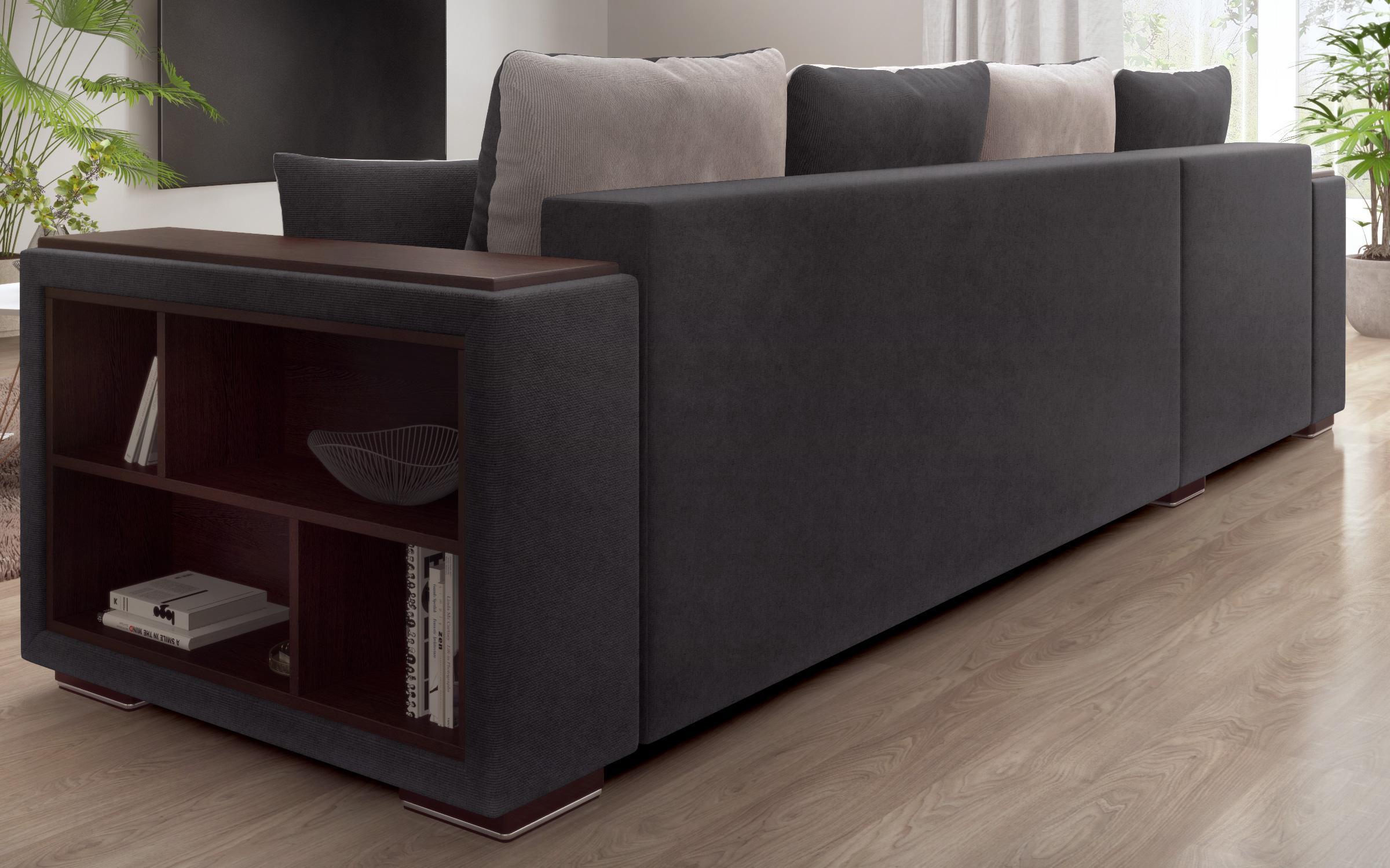 Coltar extensibil cu brat etajera Melvin Spring, grafit + maro deschis  5
