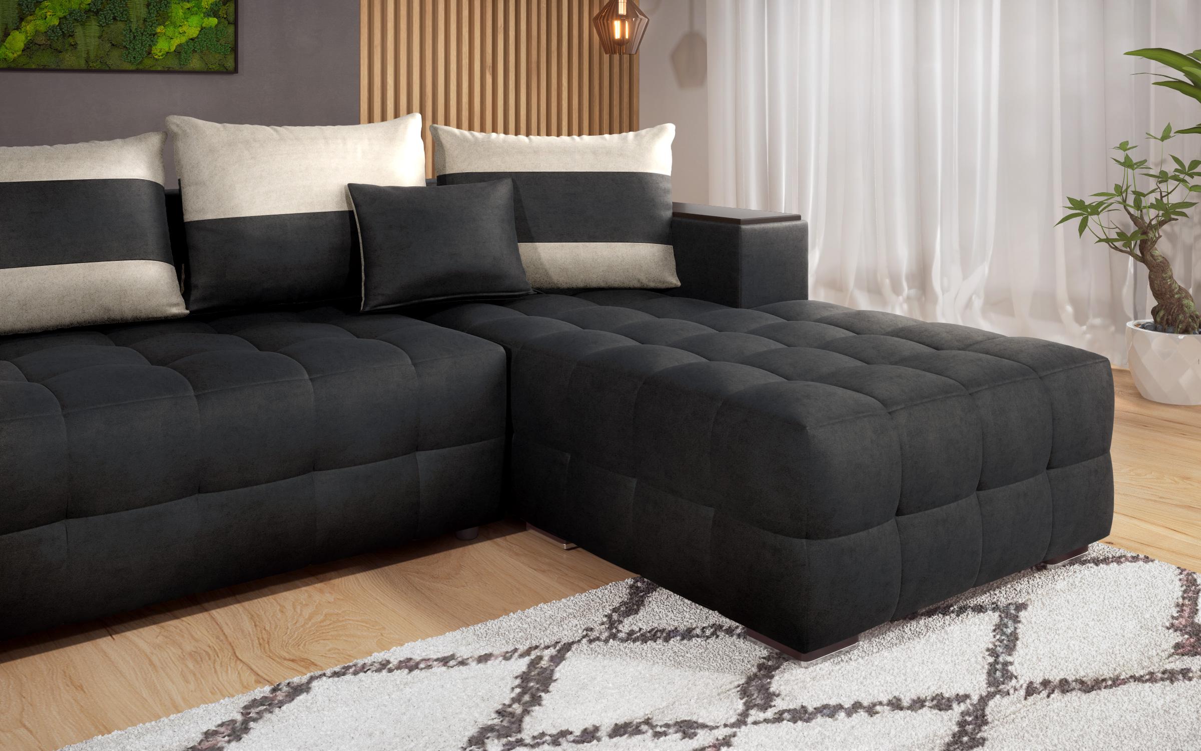 Coltar extensibil cu brat etajera Melvin, negru + bej deschis  8