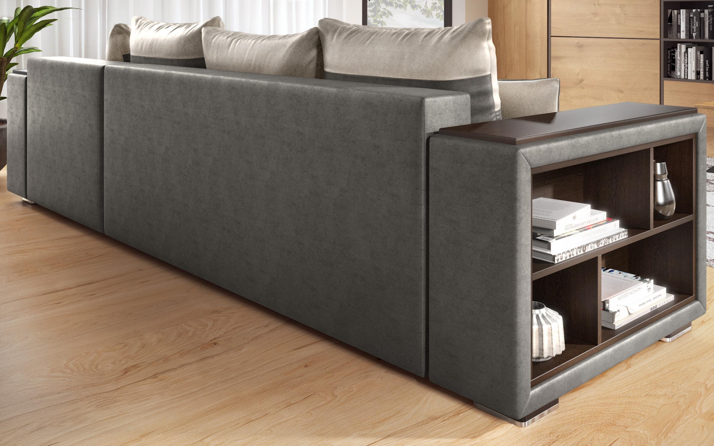 Coltar extensibil cu brat etajera Melvin, gri + bej deschis  4