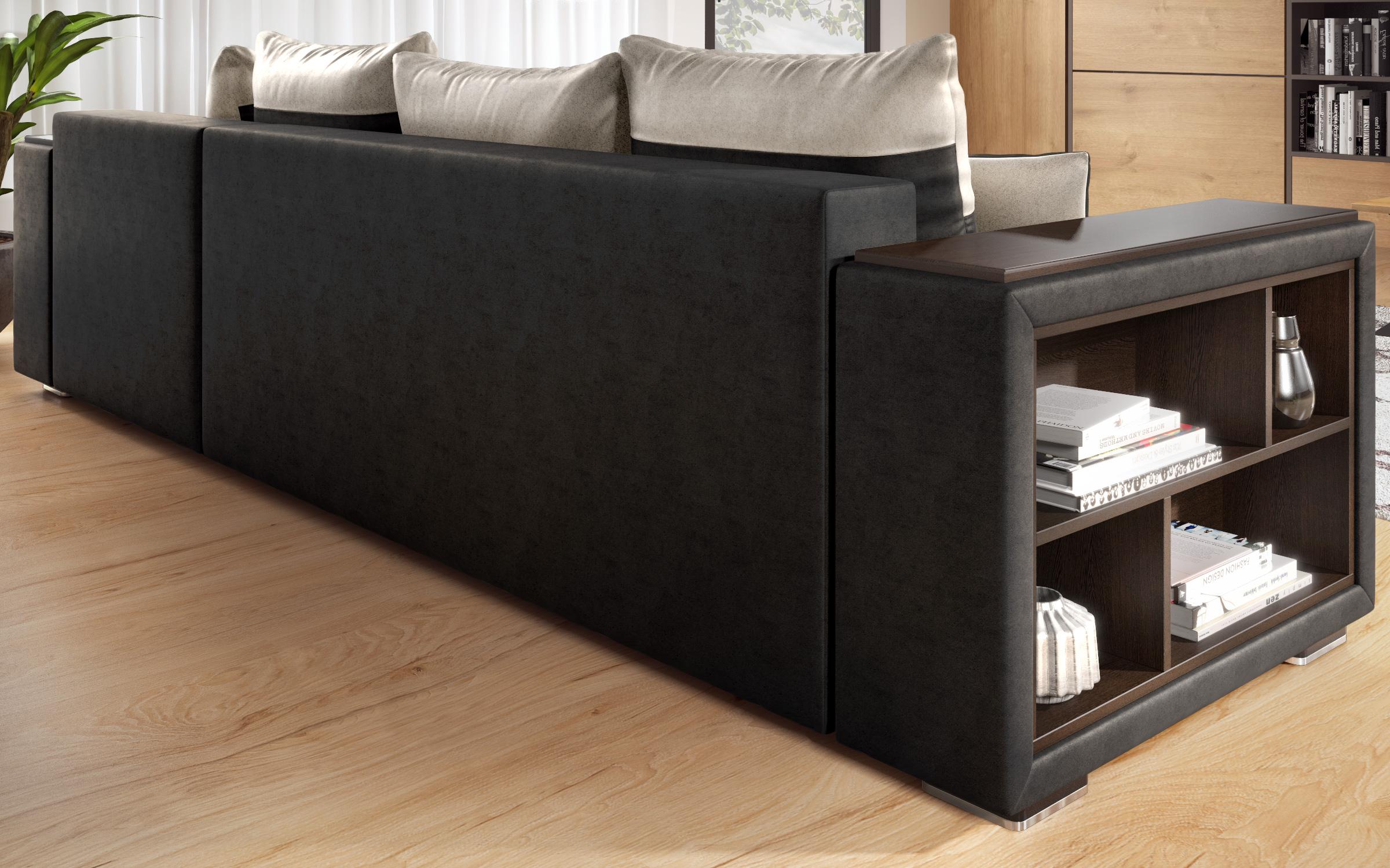 Coltar extensibil cu brat etajera Melvin, negru + bej deschis  5