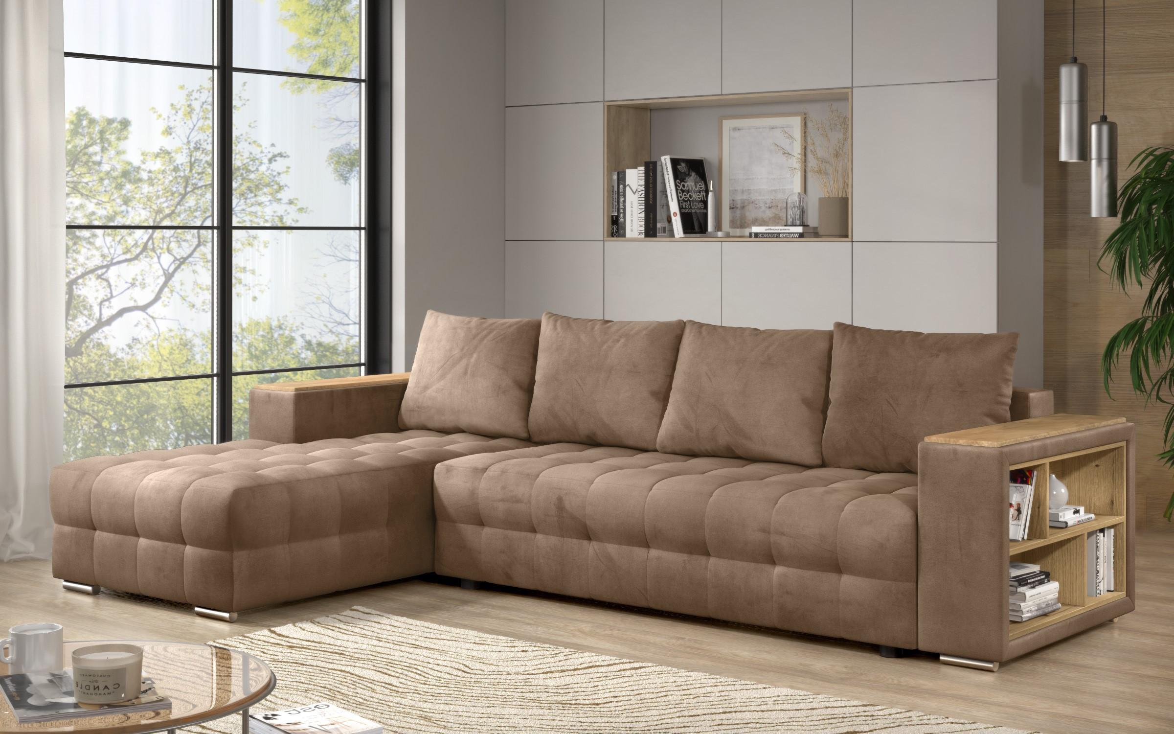 Coltar extensibil cu brat etajera Napoli, maro deschis  3