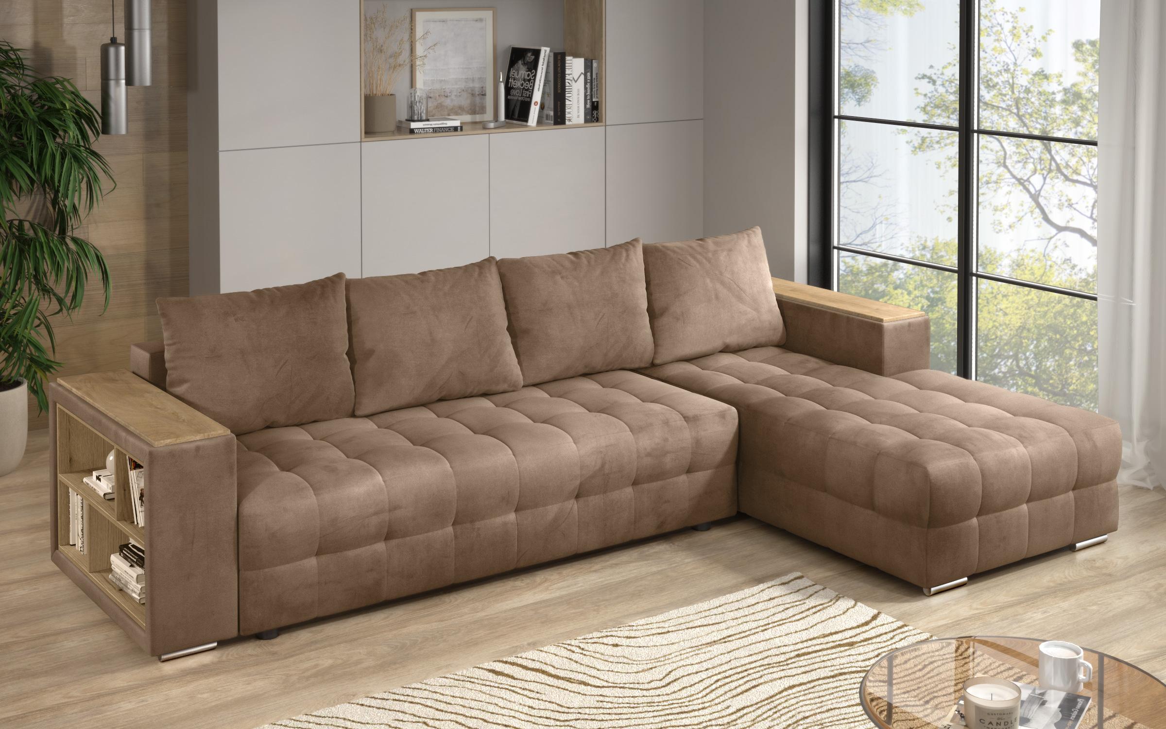 Coltar extensibil cu brat etajera Napoli, maro deschis  5