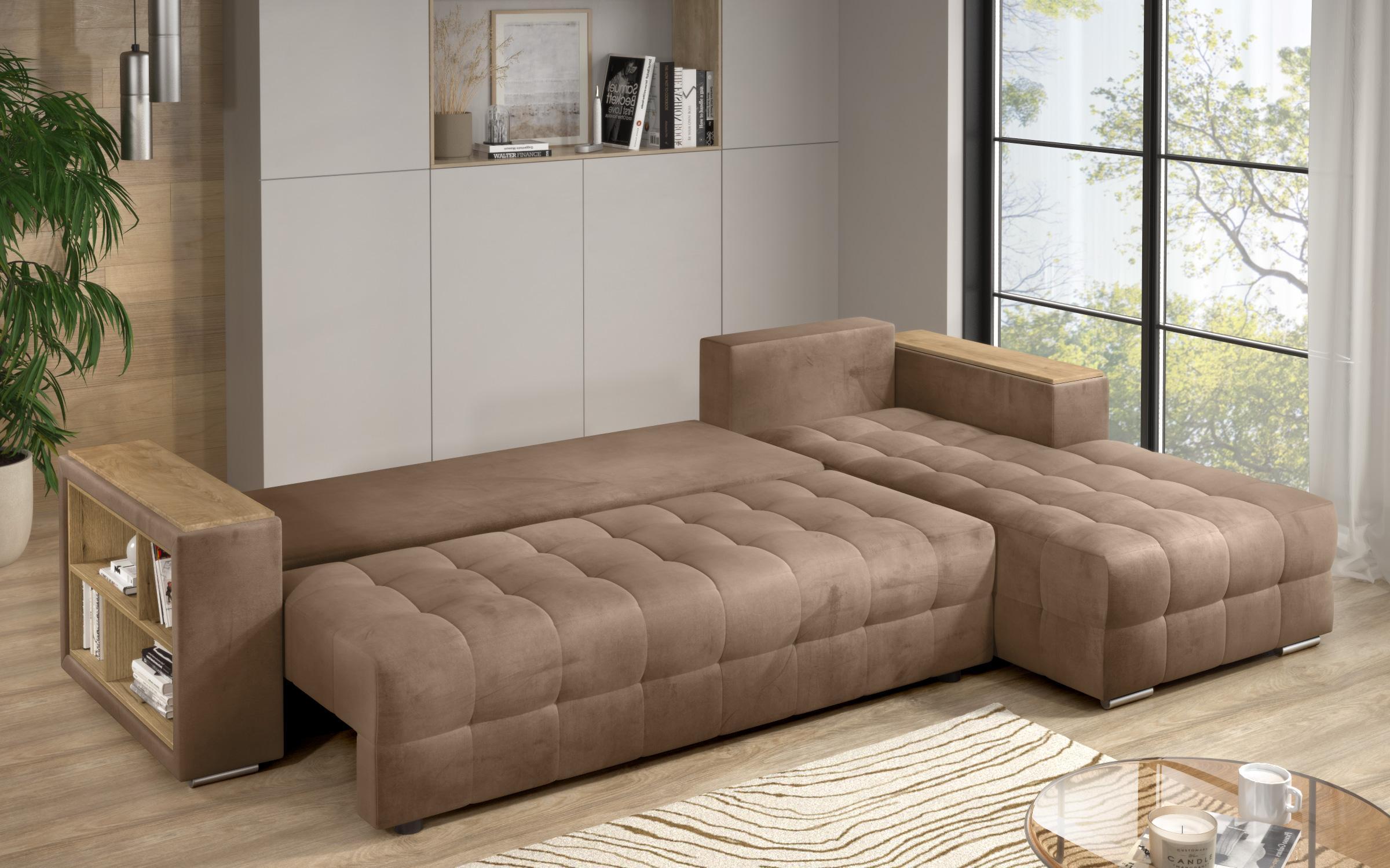 Coltar extensibil cu brat etajera Napoli, maro deschis  9