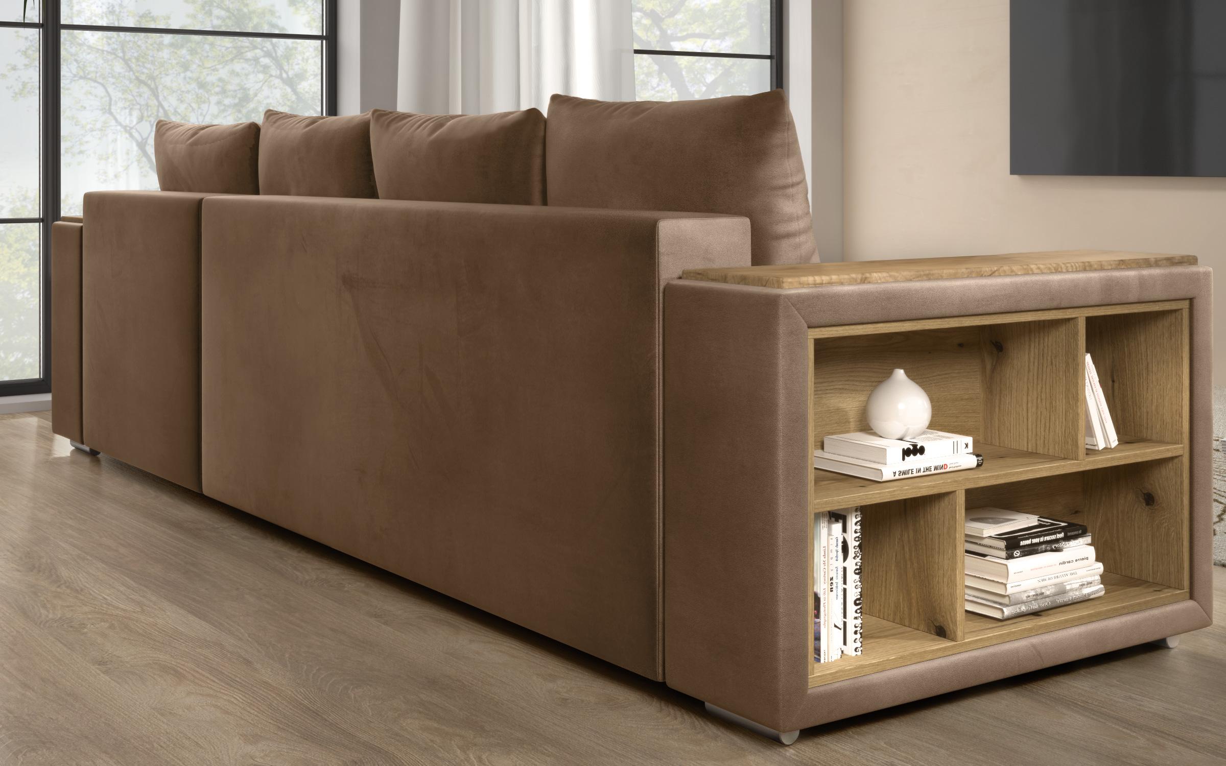 Coltar extensibil cu brat etajera Napoli, maro deschis  8