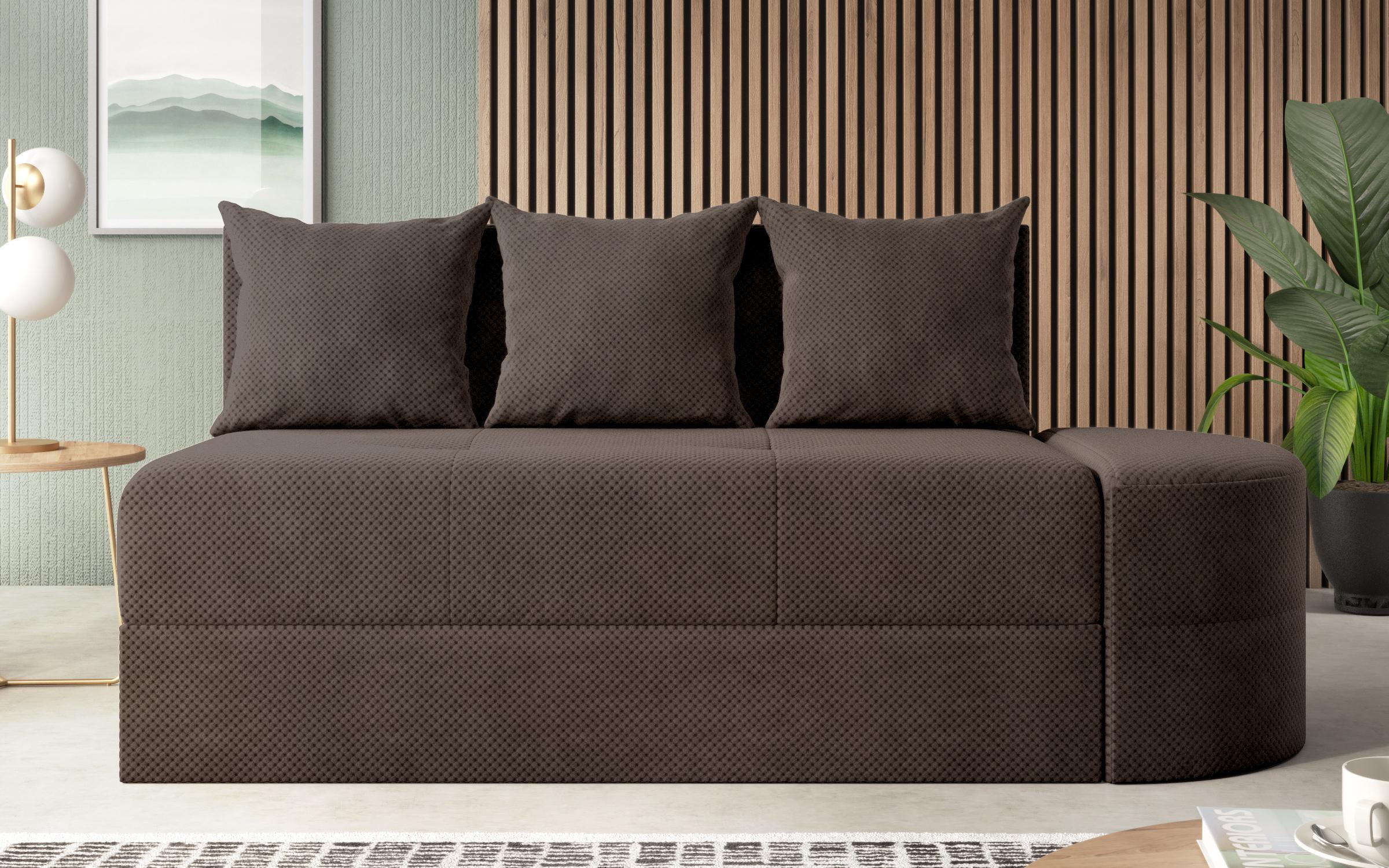 Canapea extensibila + taburet Ugo, maro  3