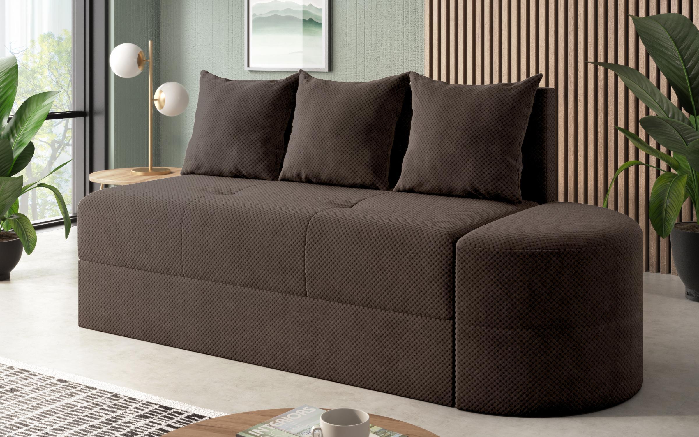 Canapea extensibila + taburet Ugo, maro  1