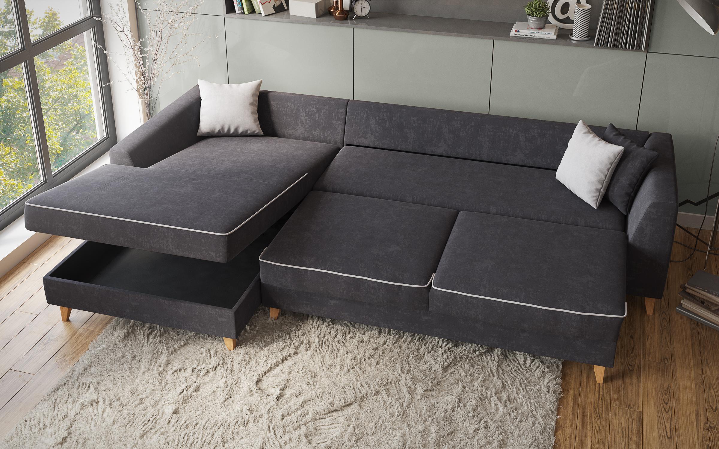 Coltar extensibil Bolonia, gri inchis + gri deschis  4