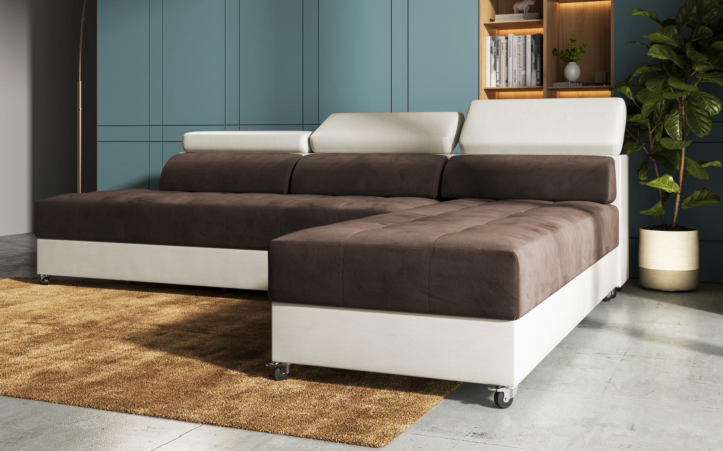 Coltar pentru living Galans, maro + piele bej  8