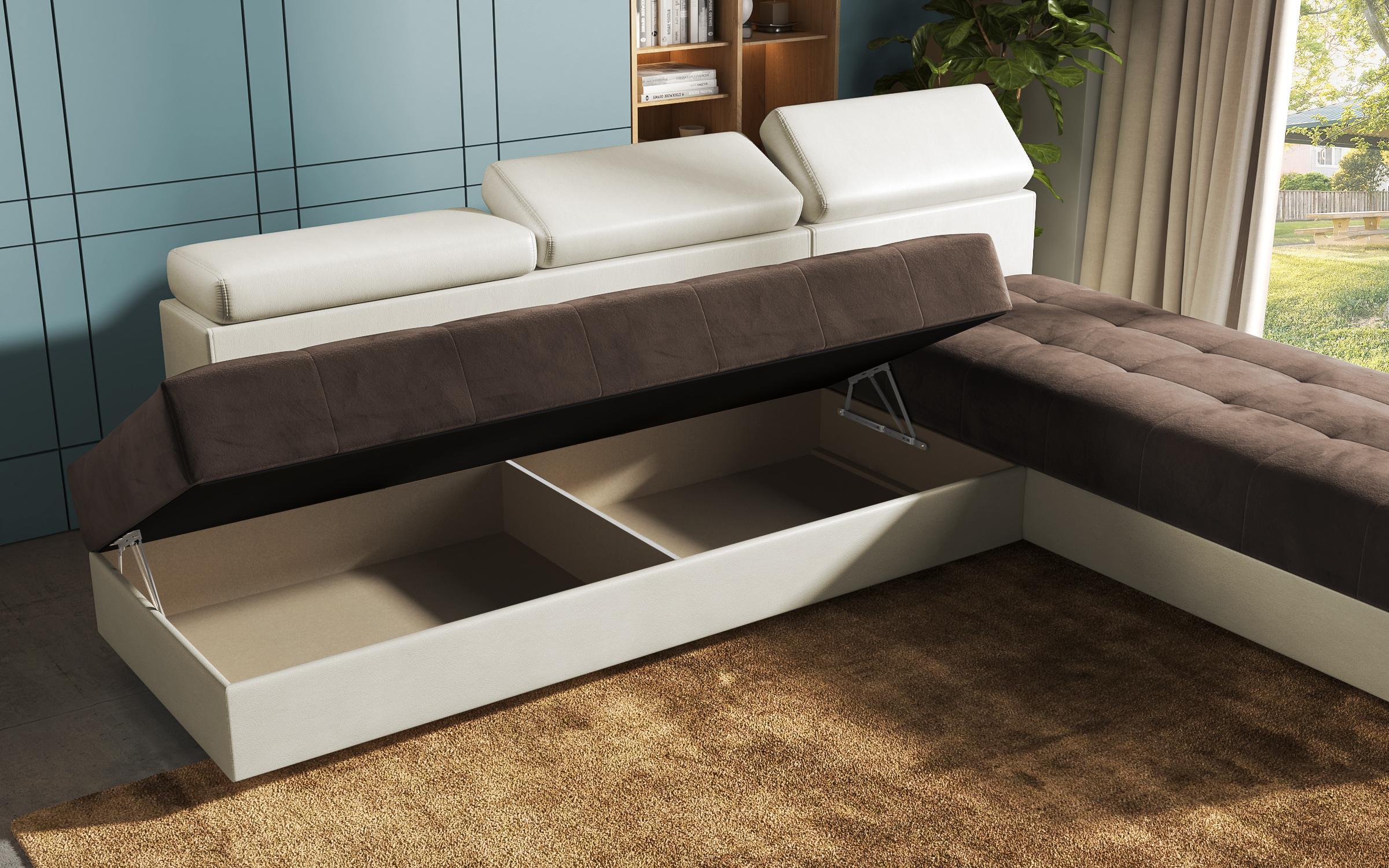 Coltar pentru living Galans, maro + piele bej  11