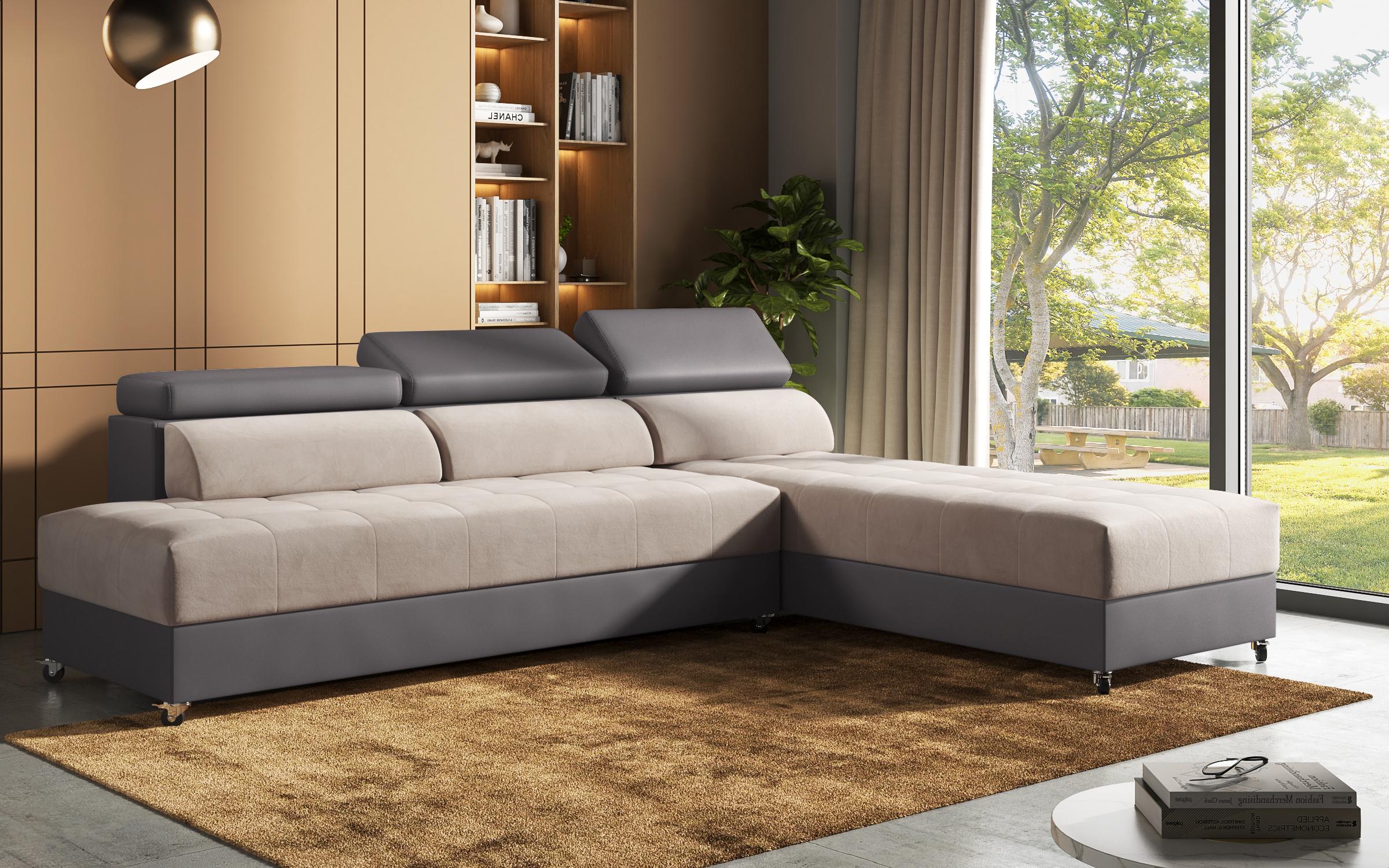 Coltar pentru living Galans, bej + gri-maroniu  4