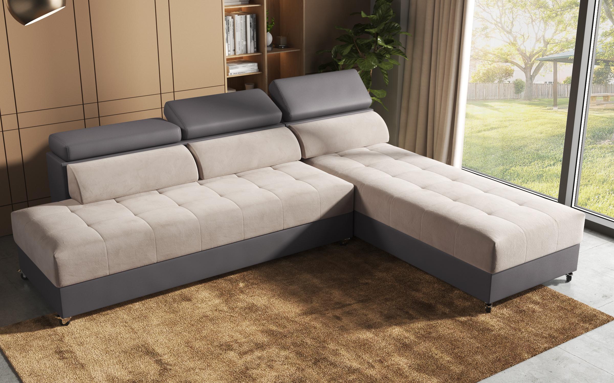 Coltar pentru living Galans, bej + gri-maroniu  6