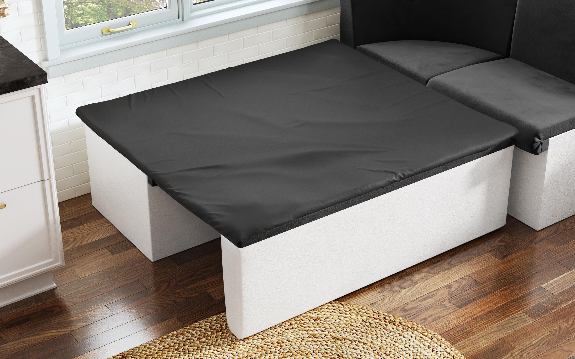 Coltar extensibil de bucatarie Iulian, grafit + piele alba  4