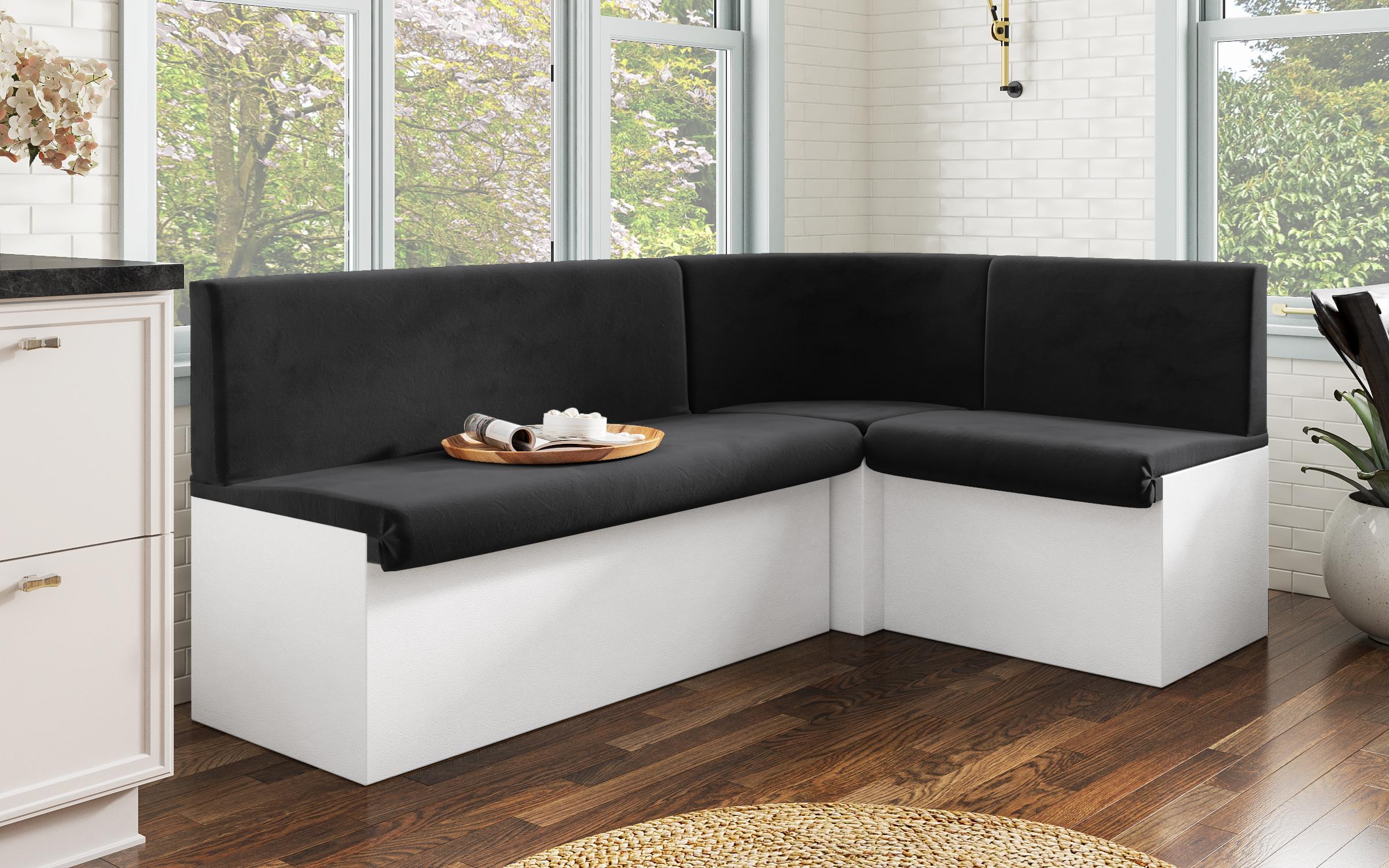 Coltar extensibil de bucatarie Iulian, grafit + piele alba  3
