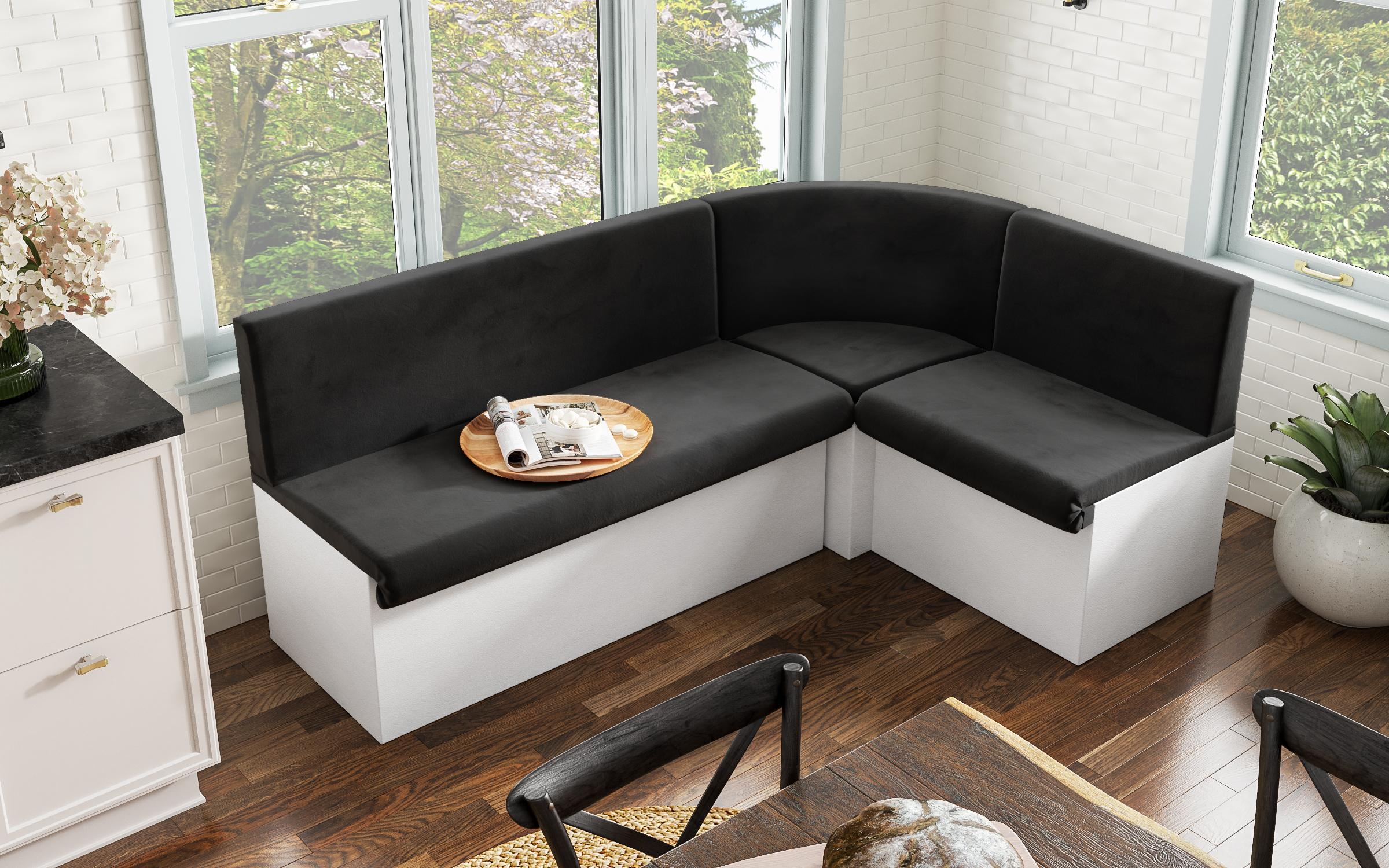 Coltar extensibil de bucatarie Iulian, grafit + piele alba  10