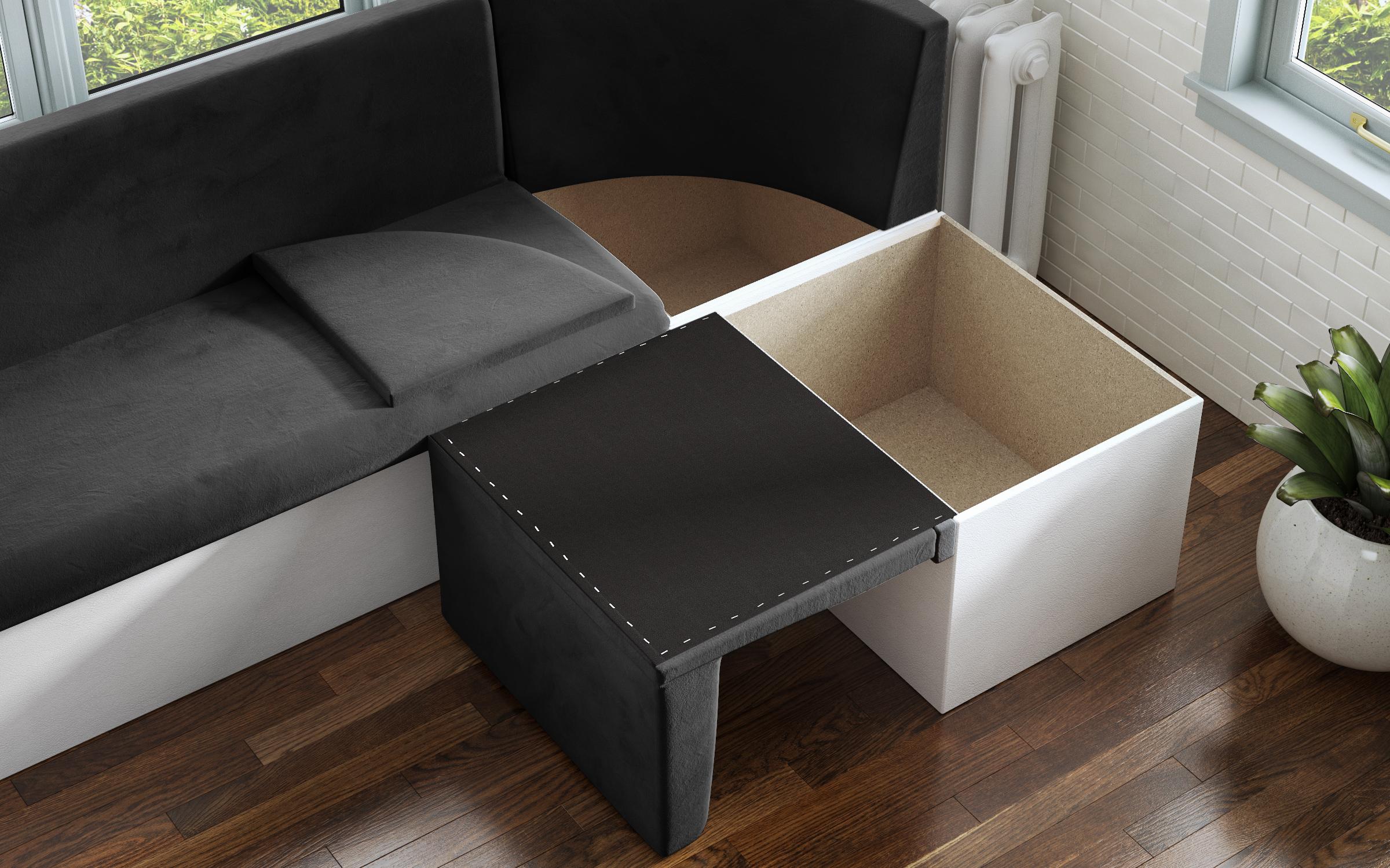 Coltar extensibil de bucatarie Iulian, grafit + piele alba  6