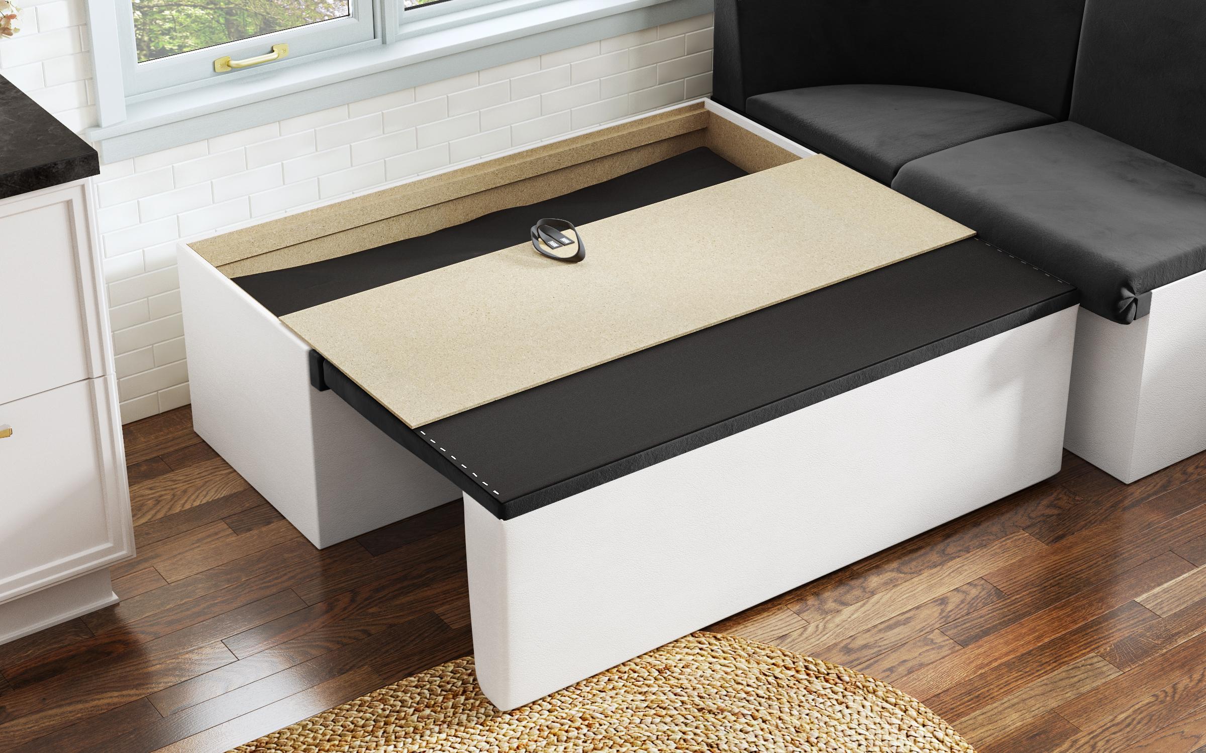 Coltar extensibil de bucatarie Iulian, grafit + piele alba  5