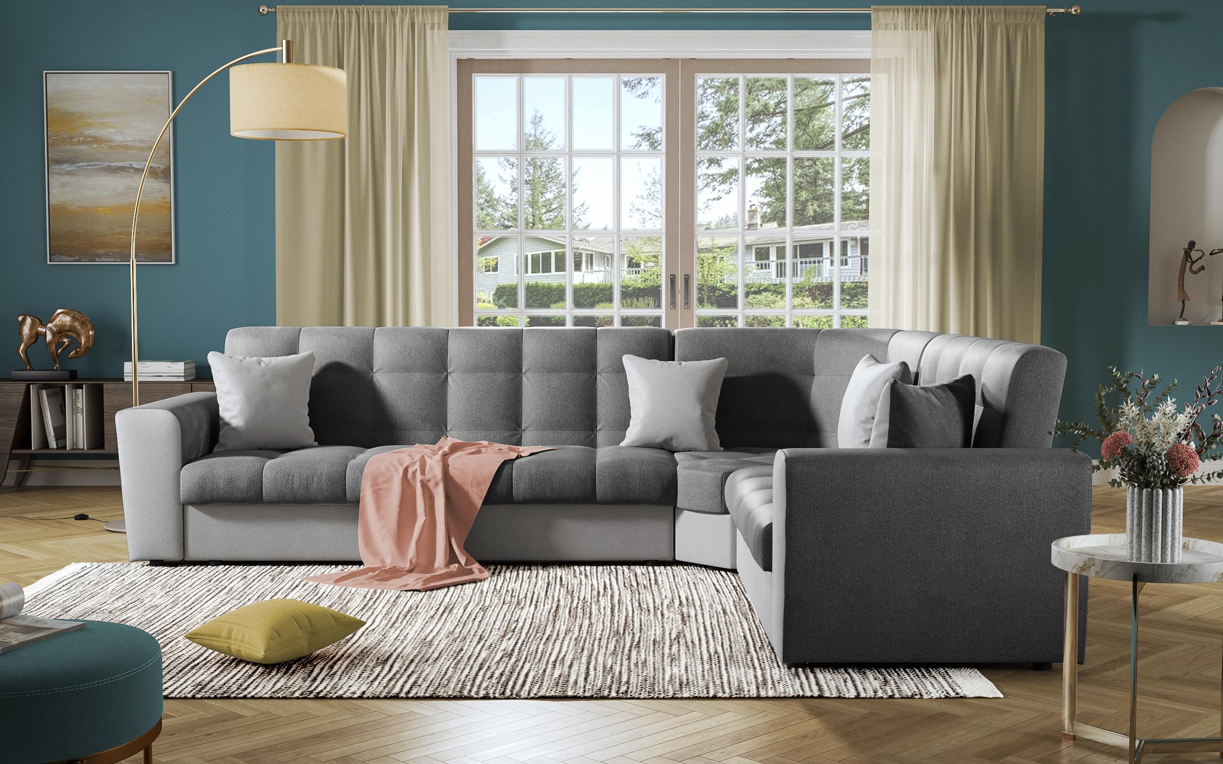 Coltar pentru living Miravel, gri inchis + gri deschis  3