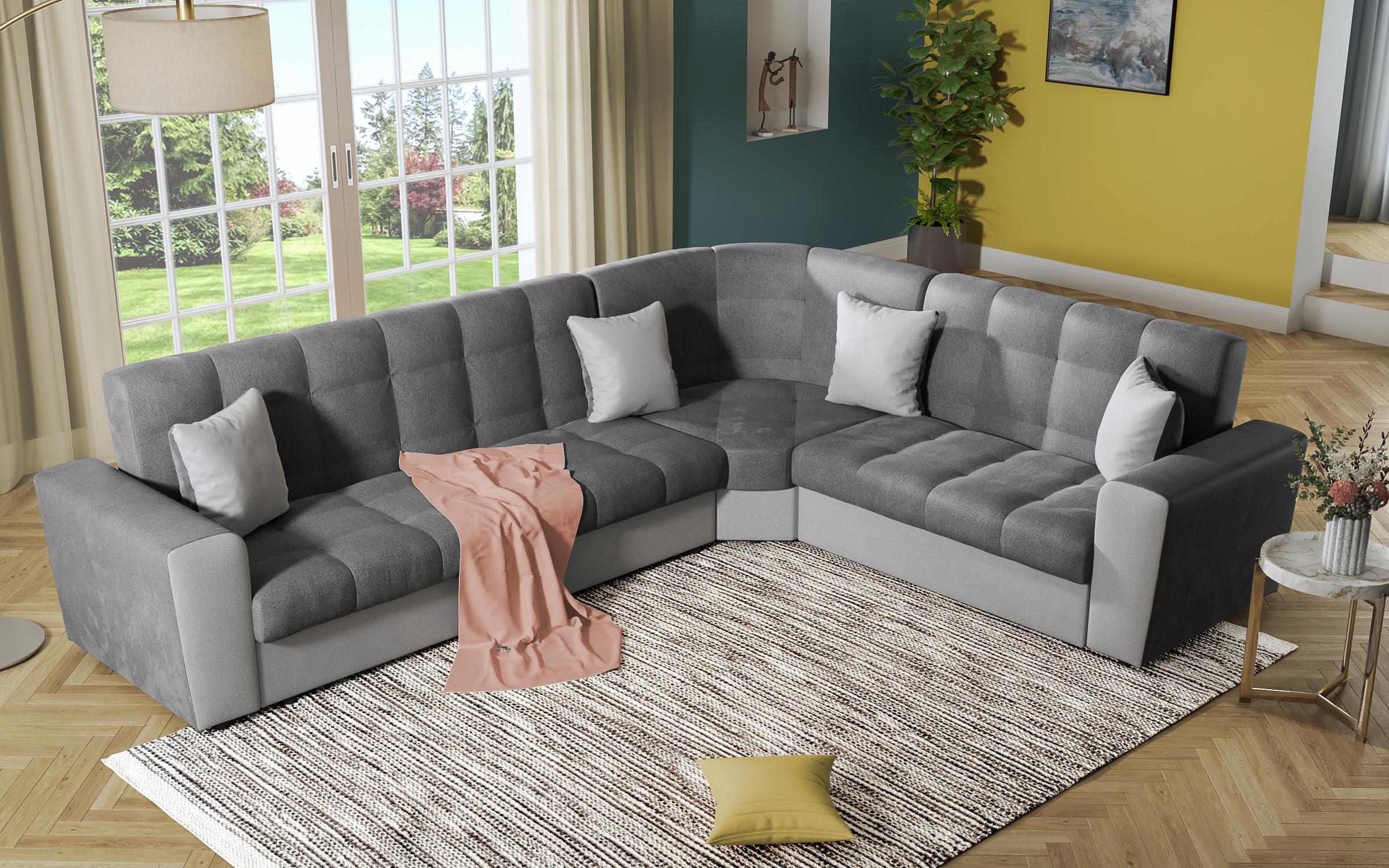 Coltar pentru living Miravel, gri inchis + gri deschis  6