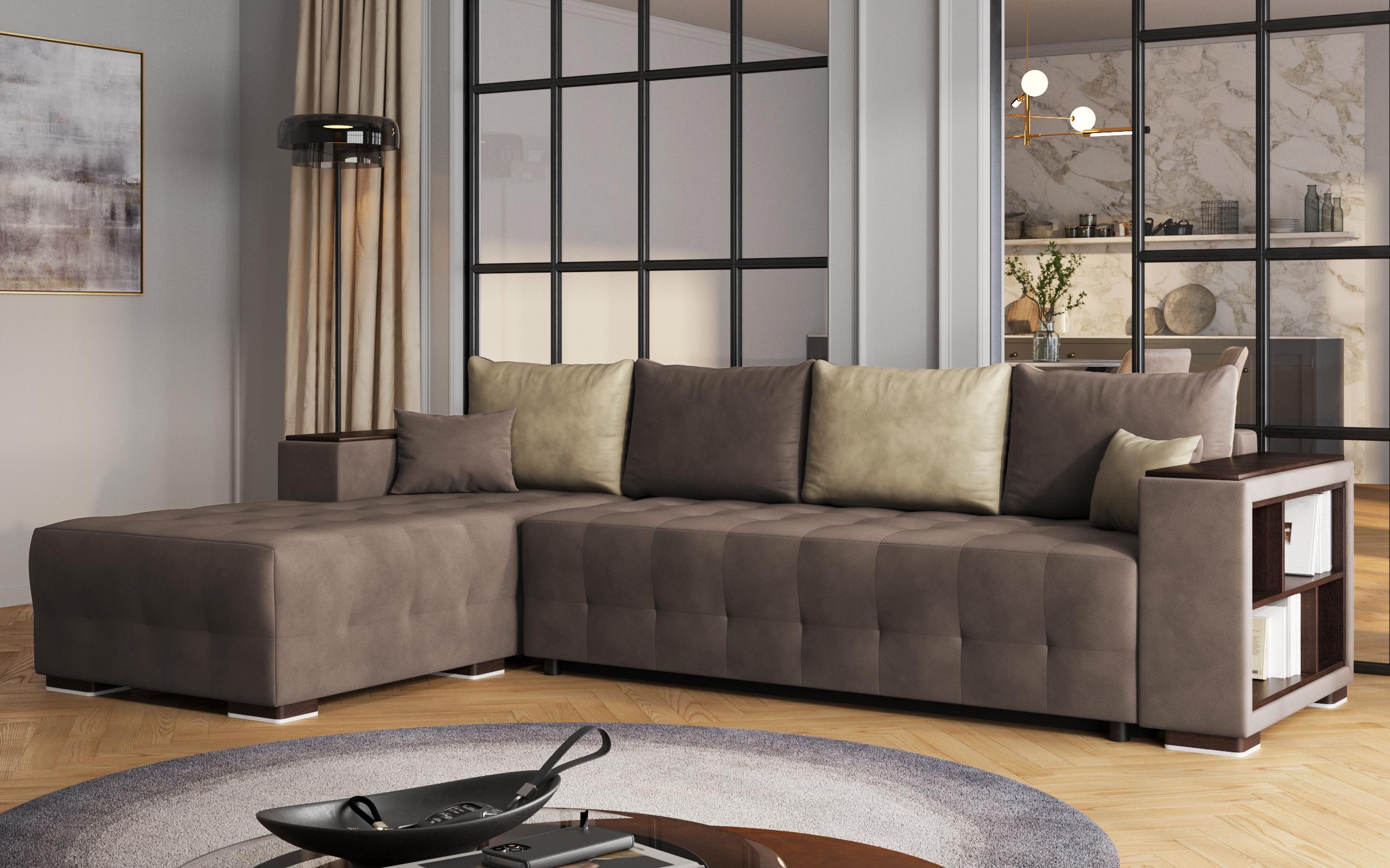 Coltar extensibil cu brat etajera Melvin Spring, maro + bej  4