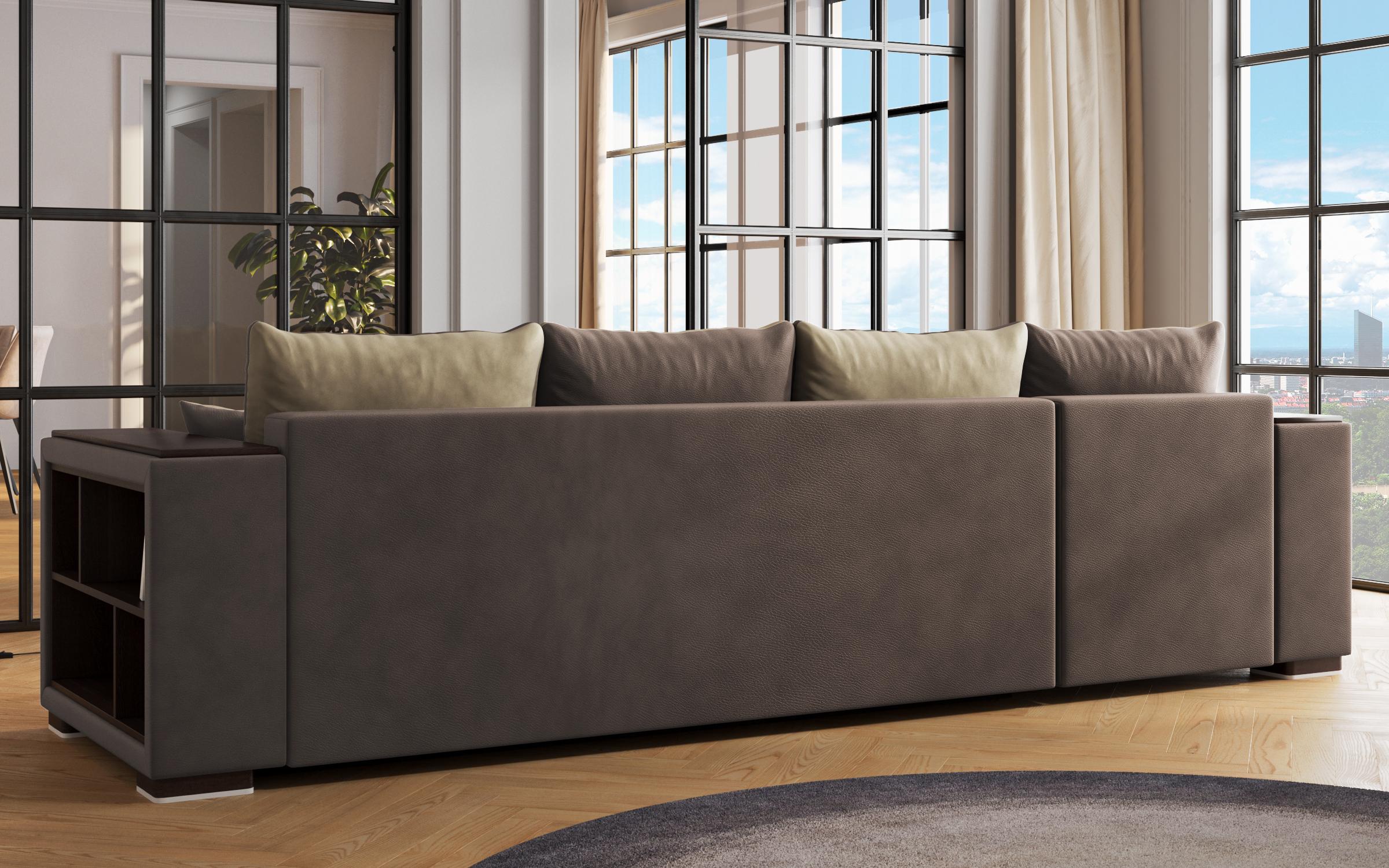 Coltar extensibil cu brat etajera Melvin Spring, maro + bej  7