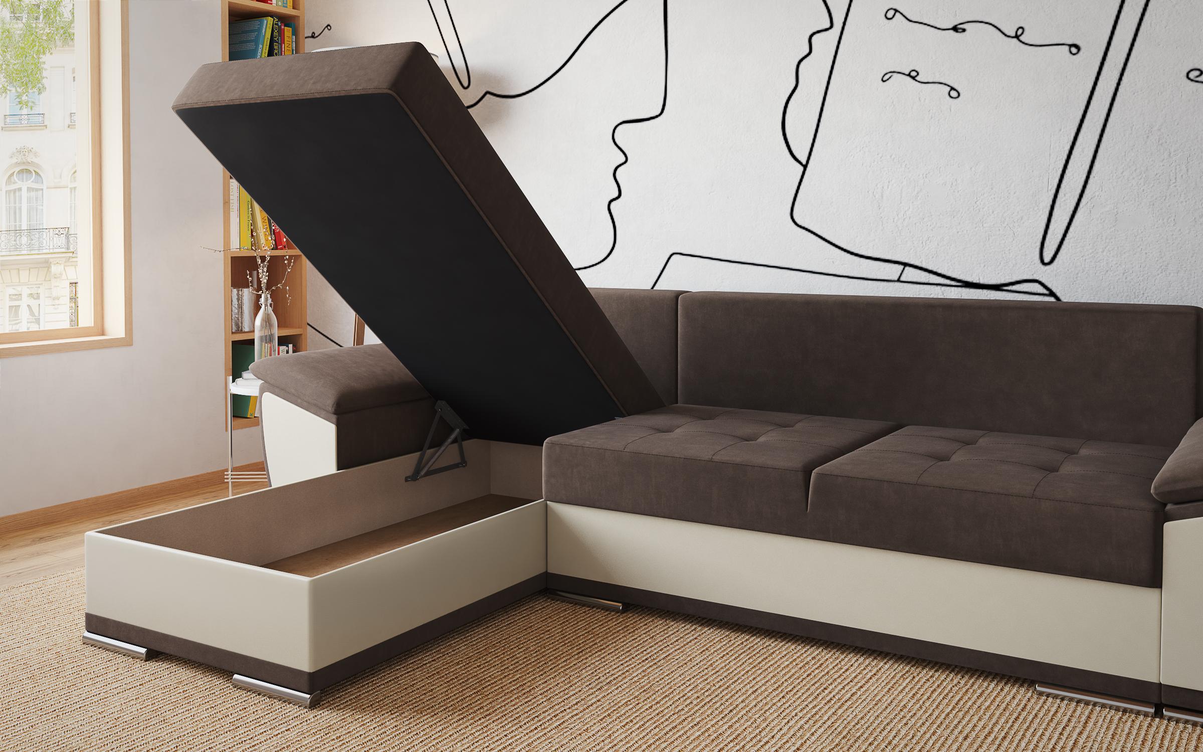 Coltar extensibil Tonino, maro inchis + piele bej  4