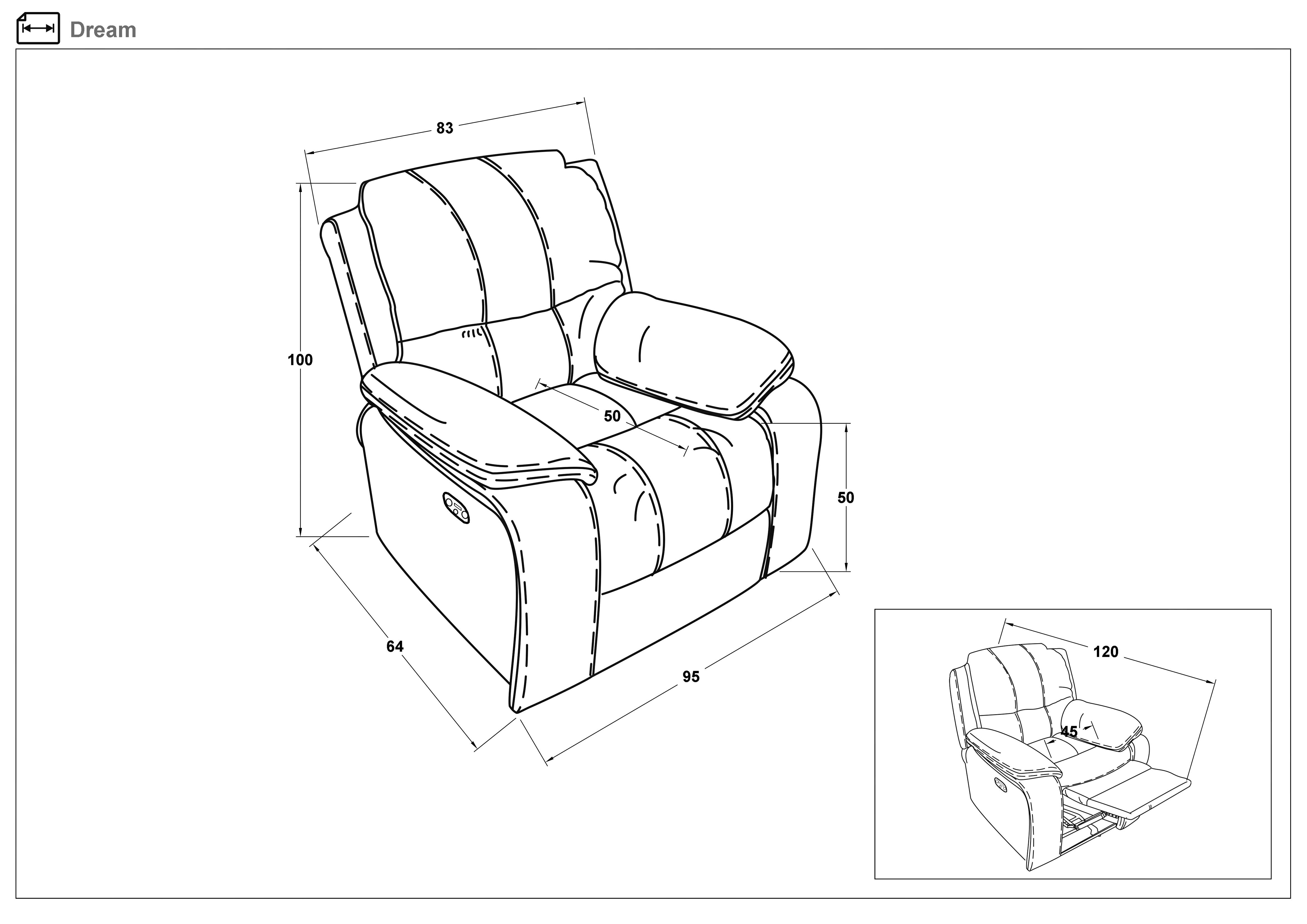 Recliner /mecanism manual/ Adesto, gri  2