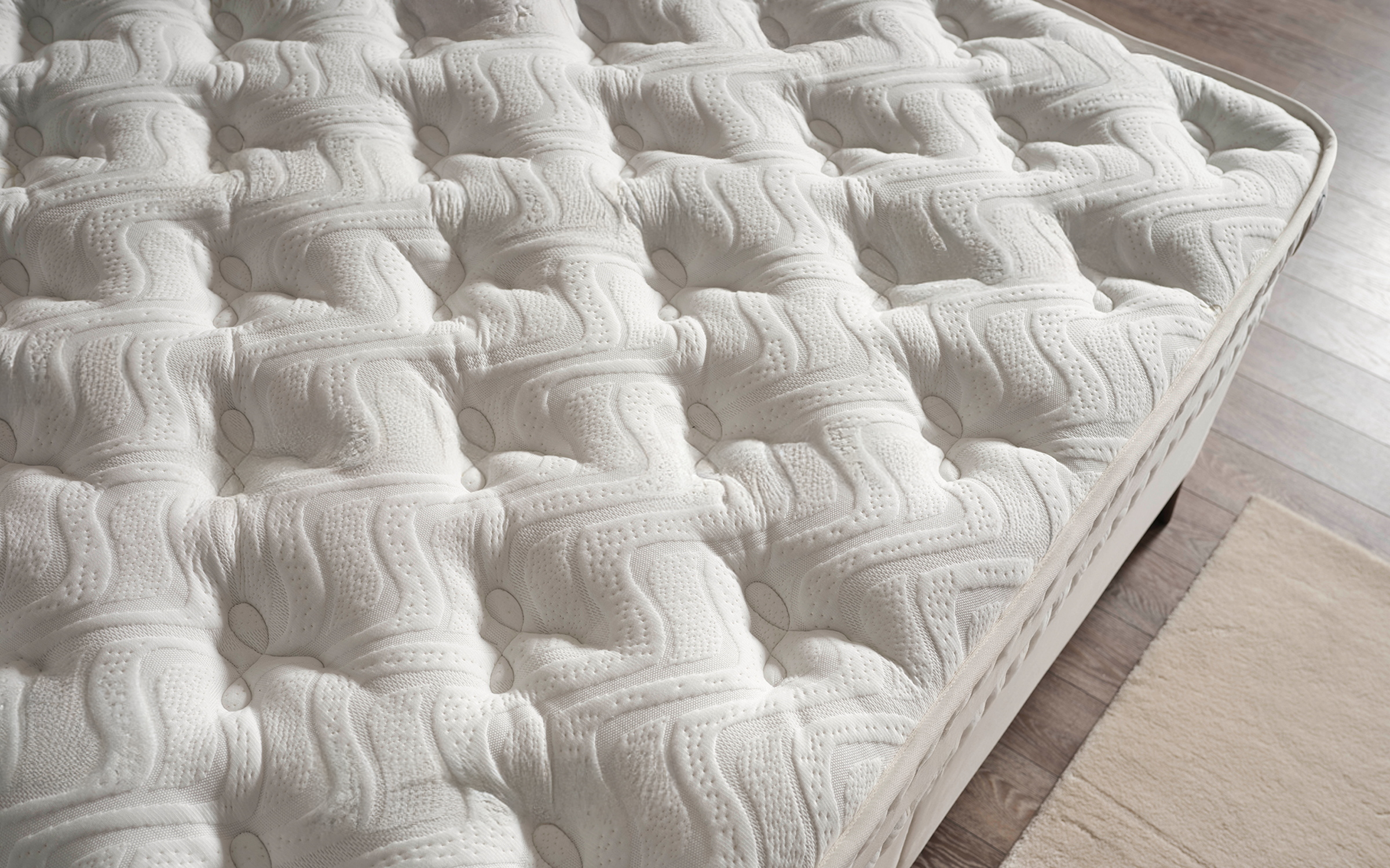 Pat dublu Boxspring 160/200 Elona + saltea, crem  8