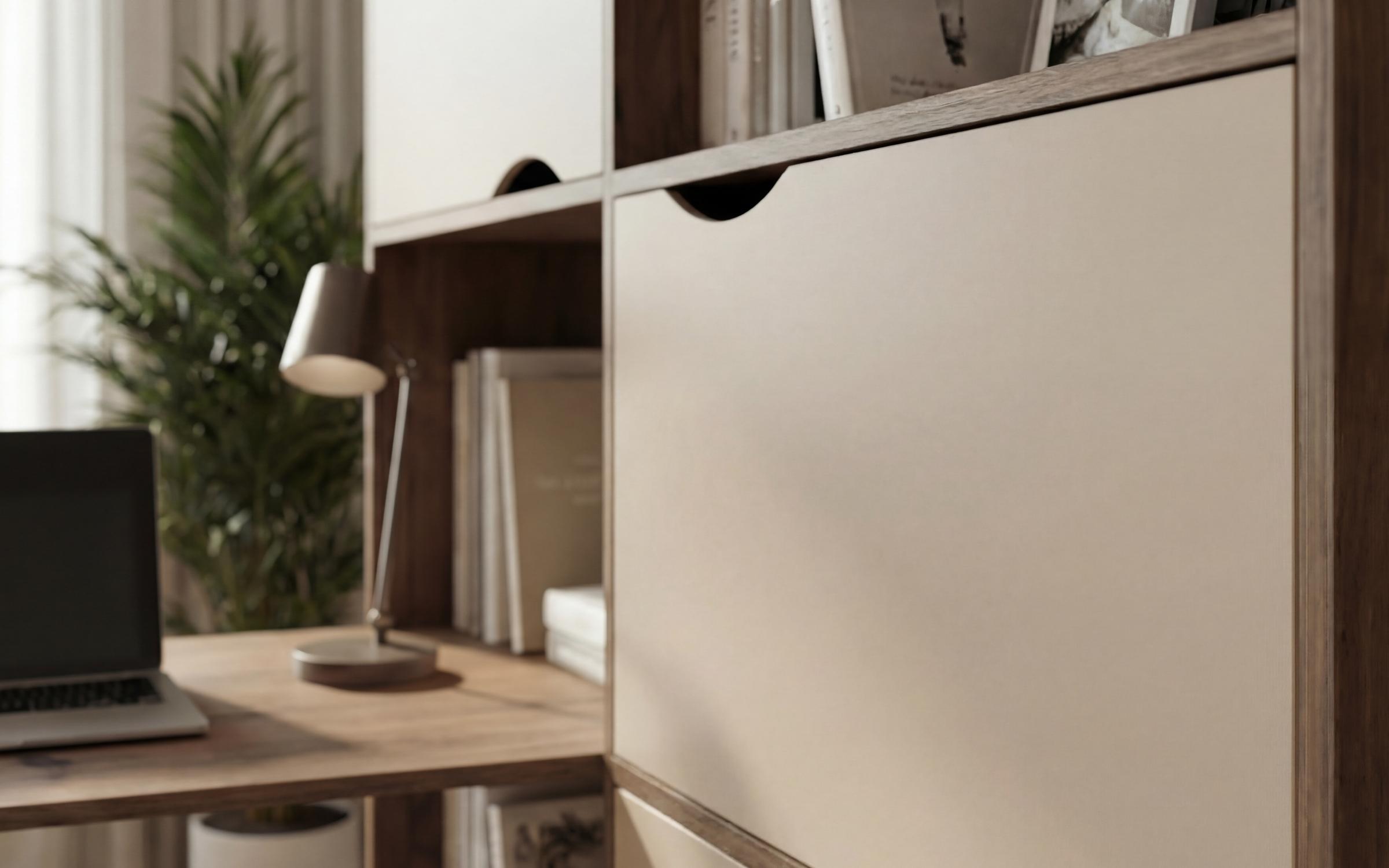 Birou cu biblioteca Elix, stejar scandinav inchis + Perla  5
