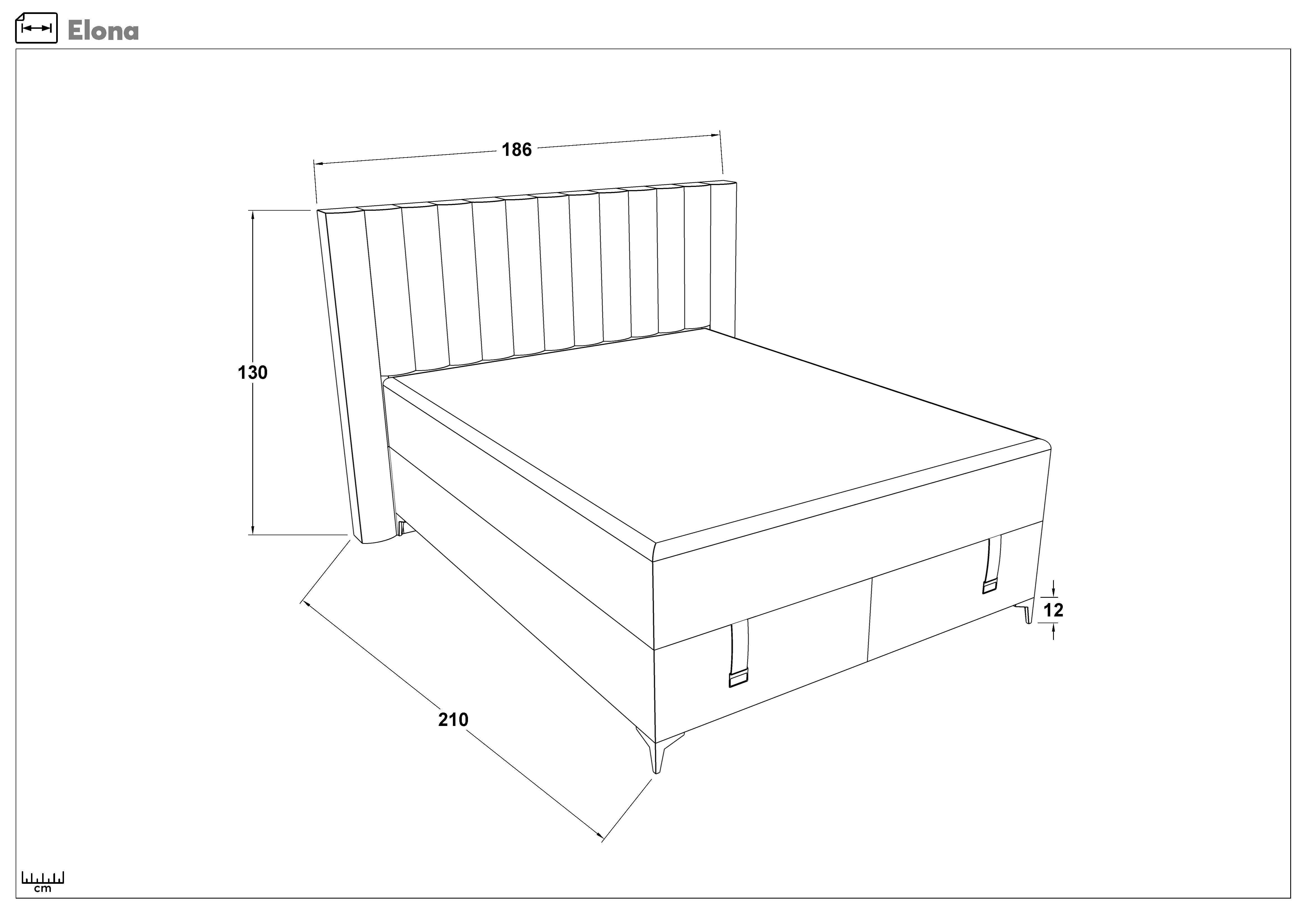 Pat dublu Boxspring 160/200 Elona + saltea, crem  2