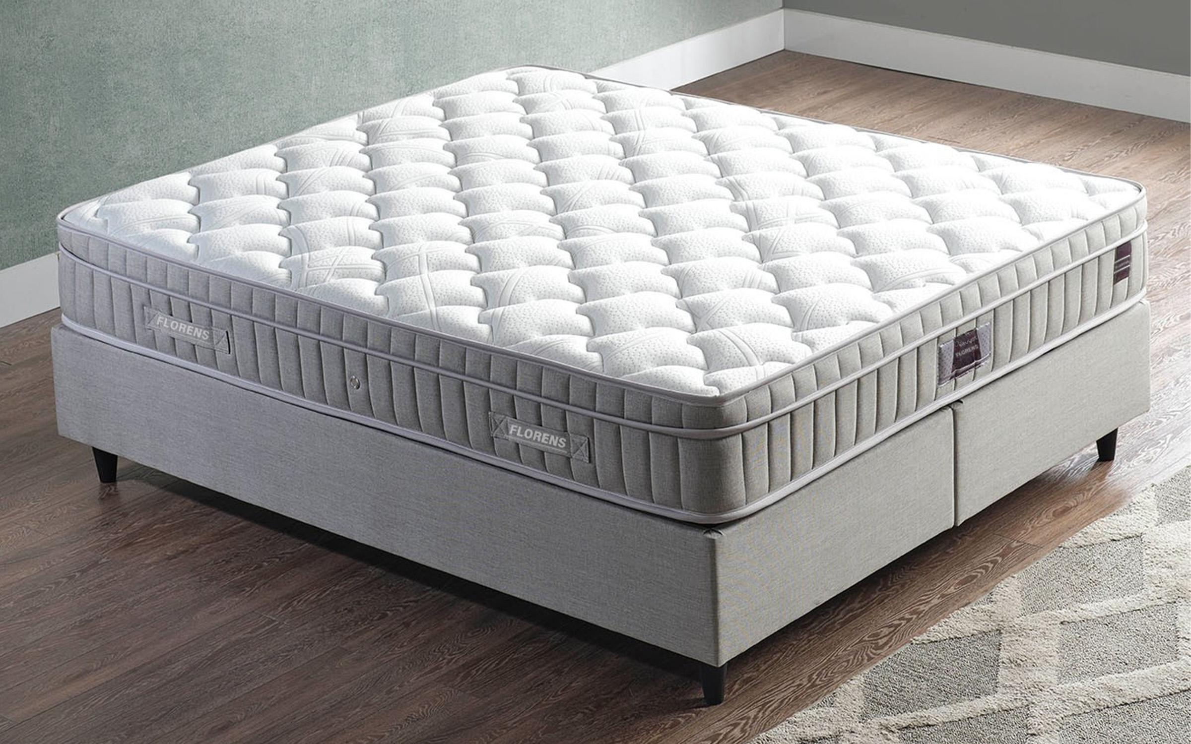 Pat dublu Boxspring 160/200 Florence + saltea, gri  8