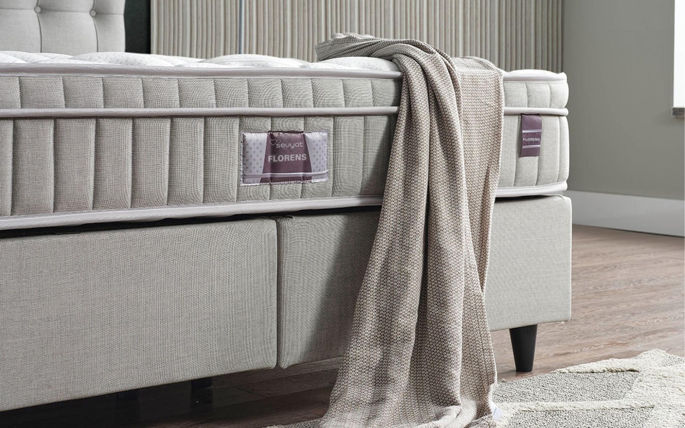 Pat dublu Boxspring 160/200 Florence + saltea, gri  10