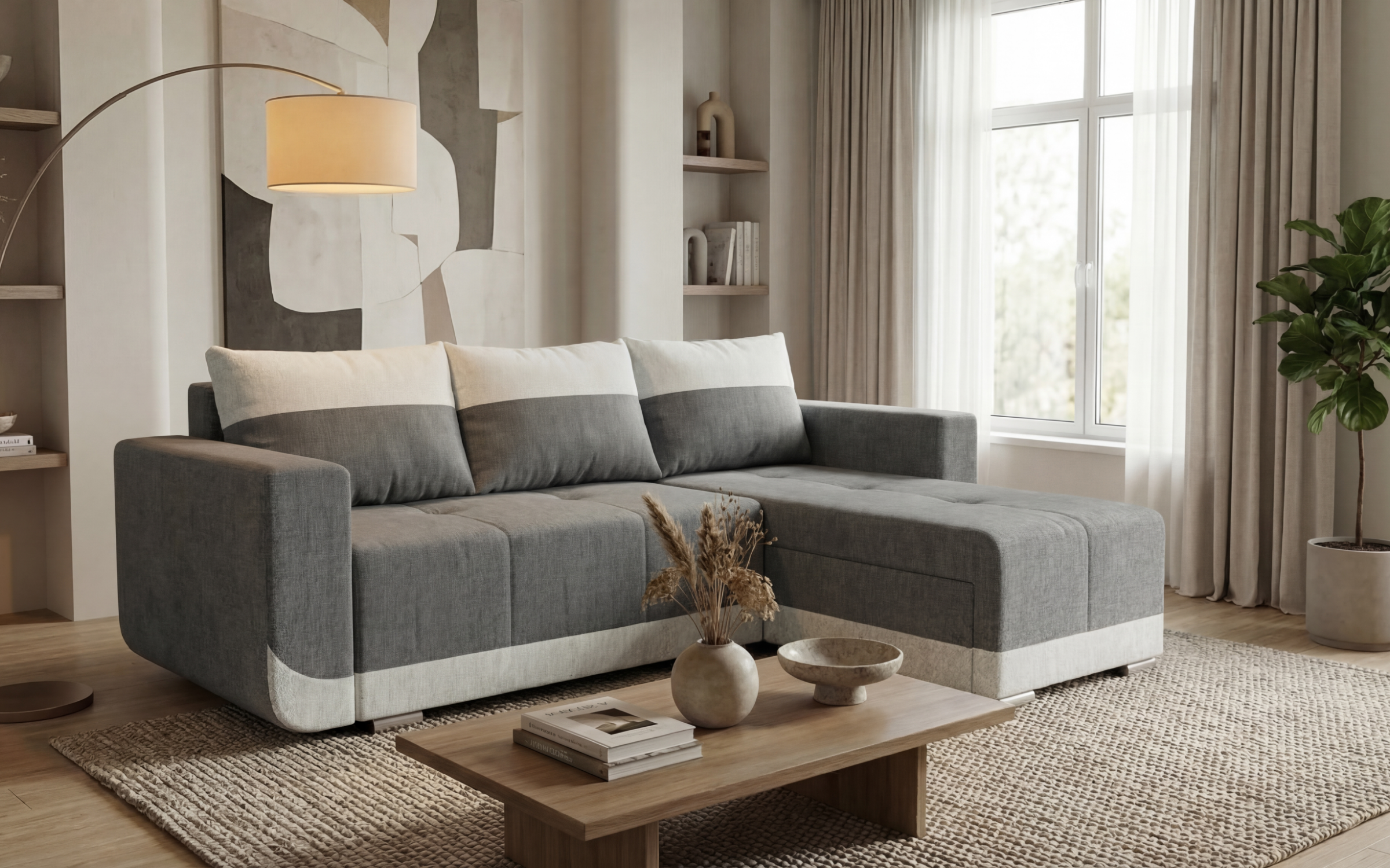 Coltar extensibil Grand, bej inchis + bej deschis  3
