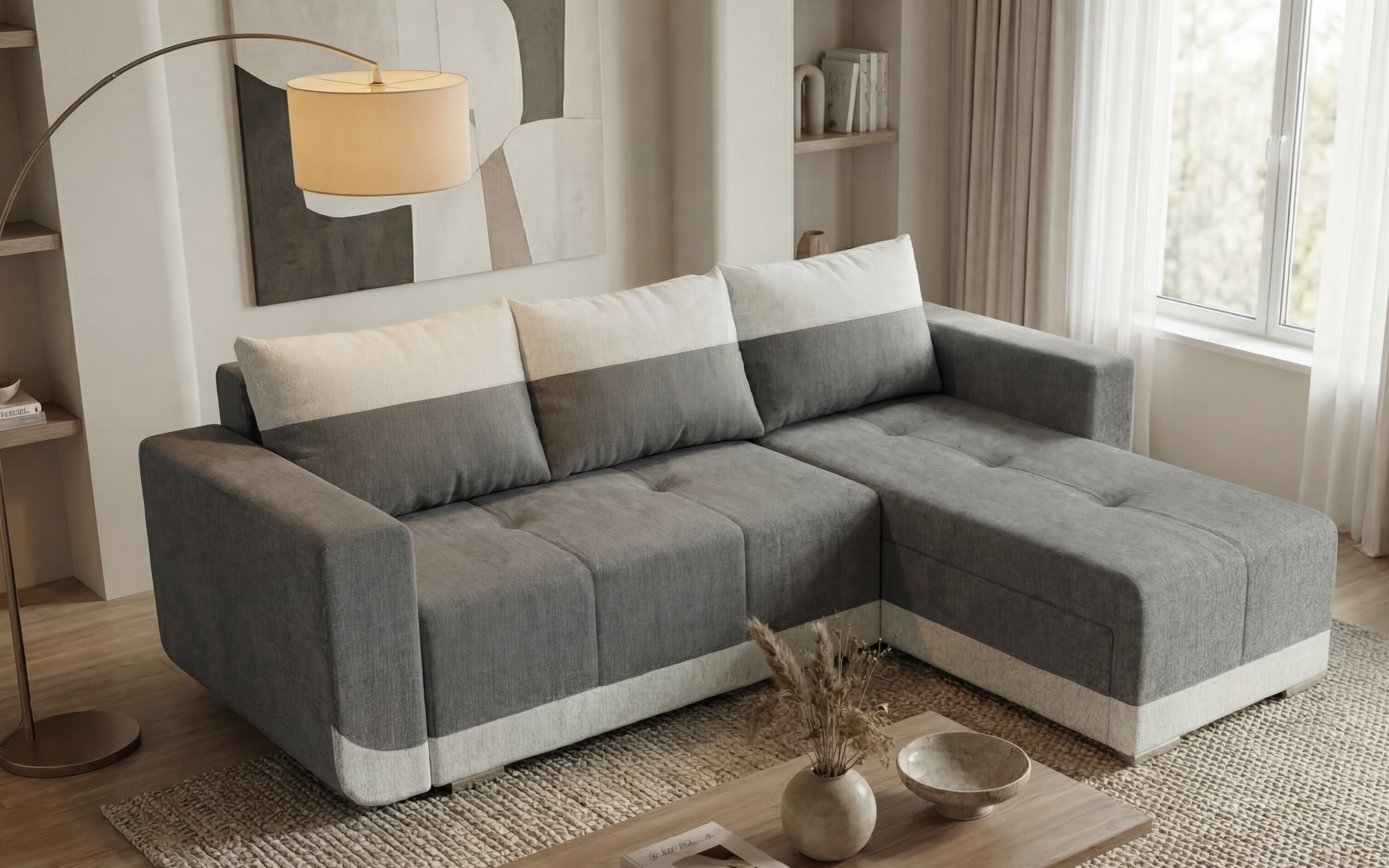 Coltar extensibil Grand, bej inchis + bej deschis  4