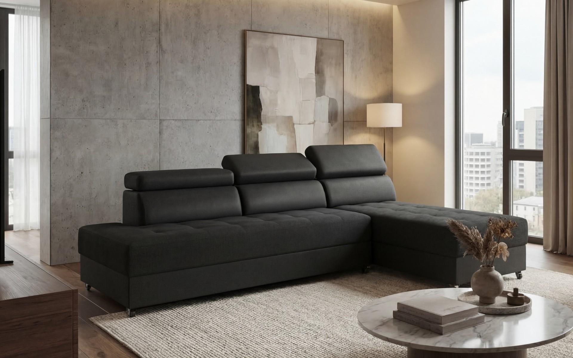 Coltar pentru living Galans Nova, gri inchis + negru  3