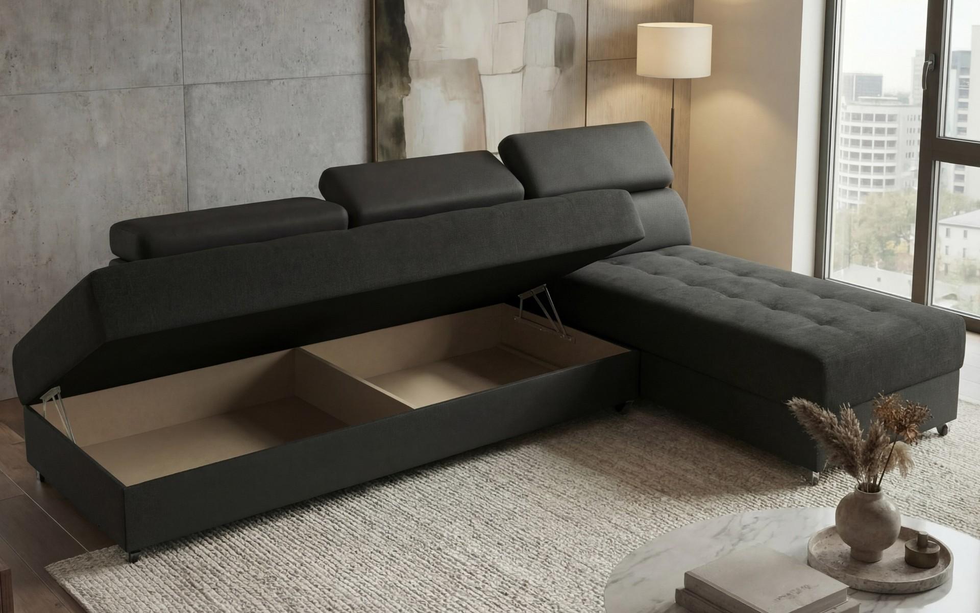 Coltar pentru living Galans Nova, gri inchis + negru  5