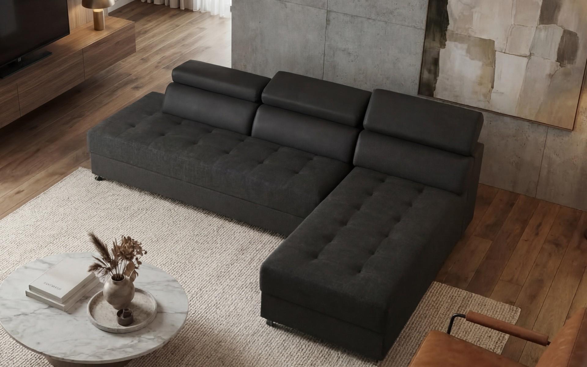 Coltar pentru living Galans Nova, gri inchis + negru  4