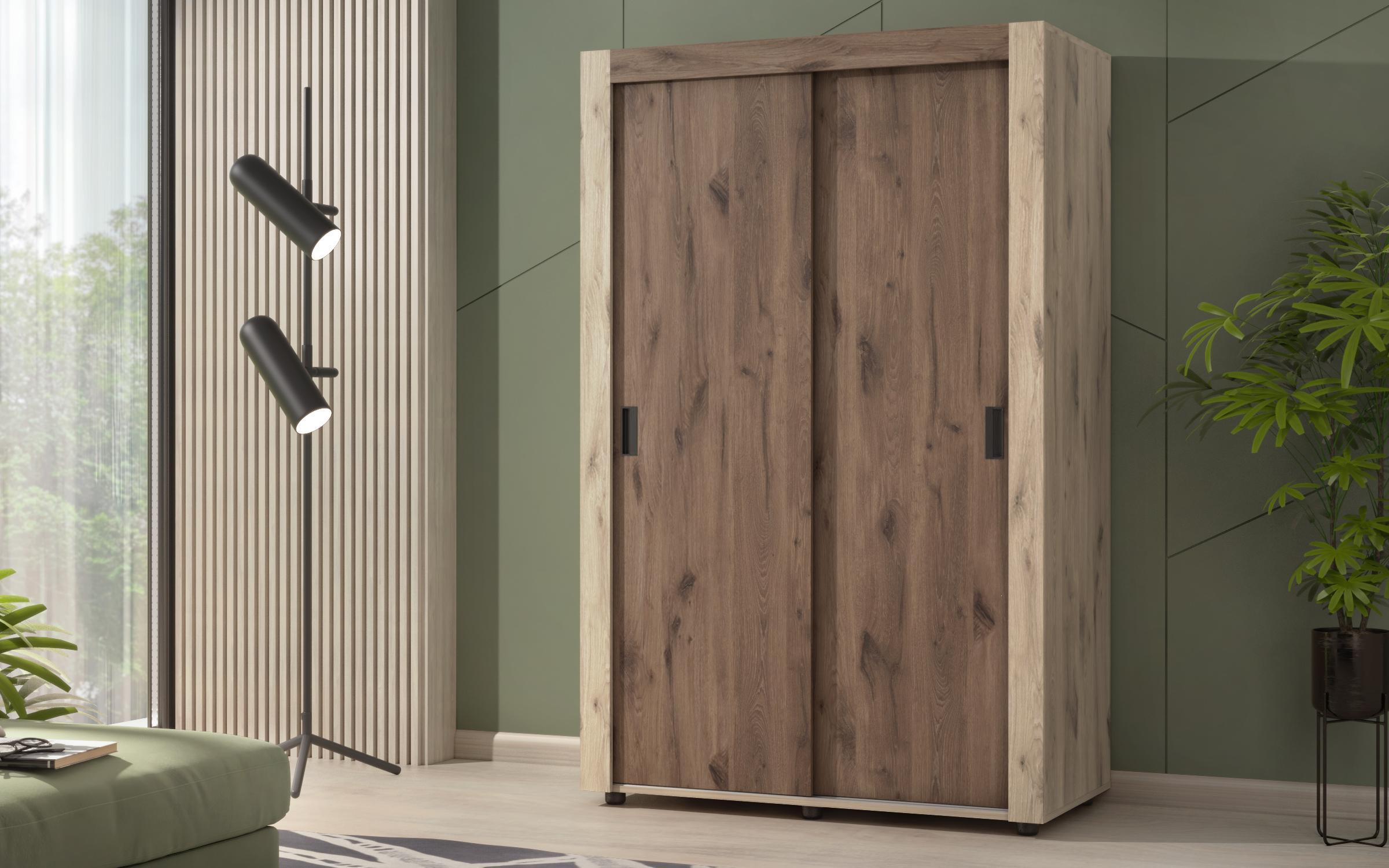 Dulap cu usi glisante Arkon S, stejar scandinav deschis + stejar scandinav inchis  1
