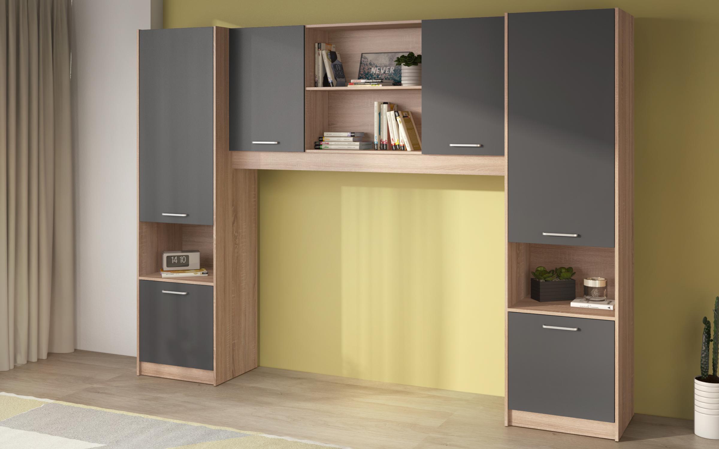 Set dormitor 160/200 Diema + saltea, stejar sonoma + antracit mat  5