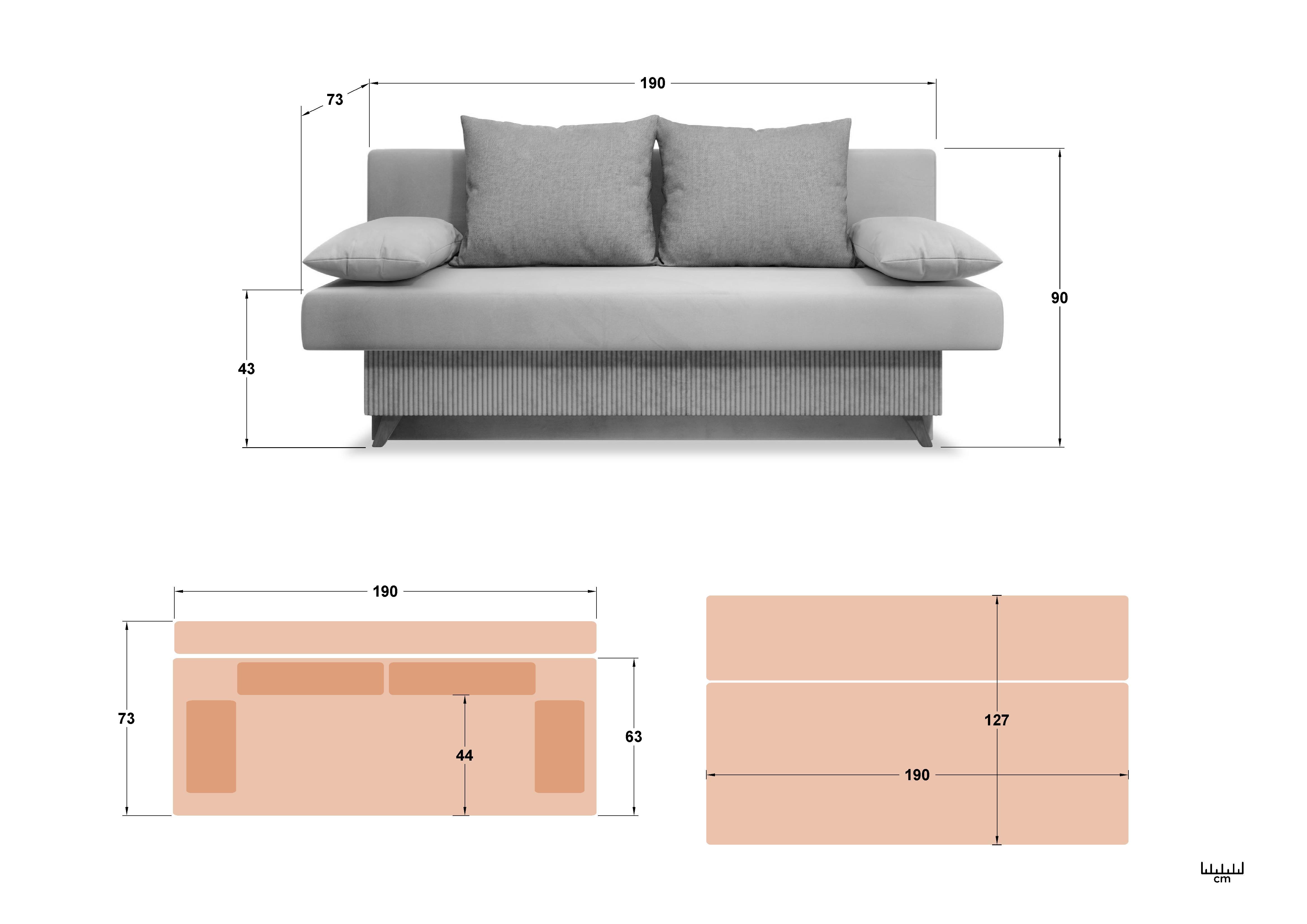 Canapea extensibila Garson, bej inchis  2