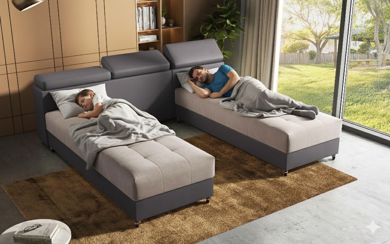 Coltar pentru living Galans, bej + gri-maroniu  3