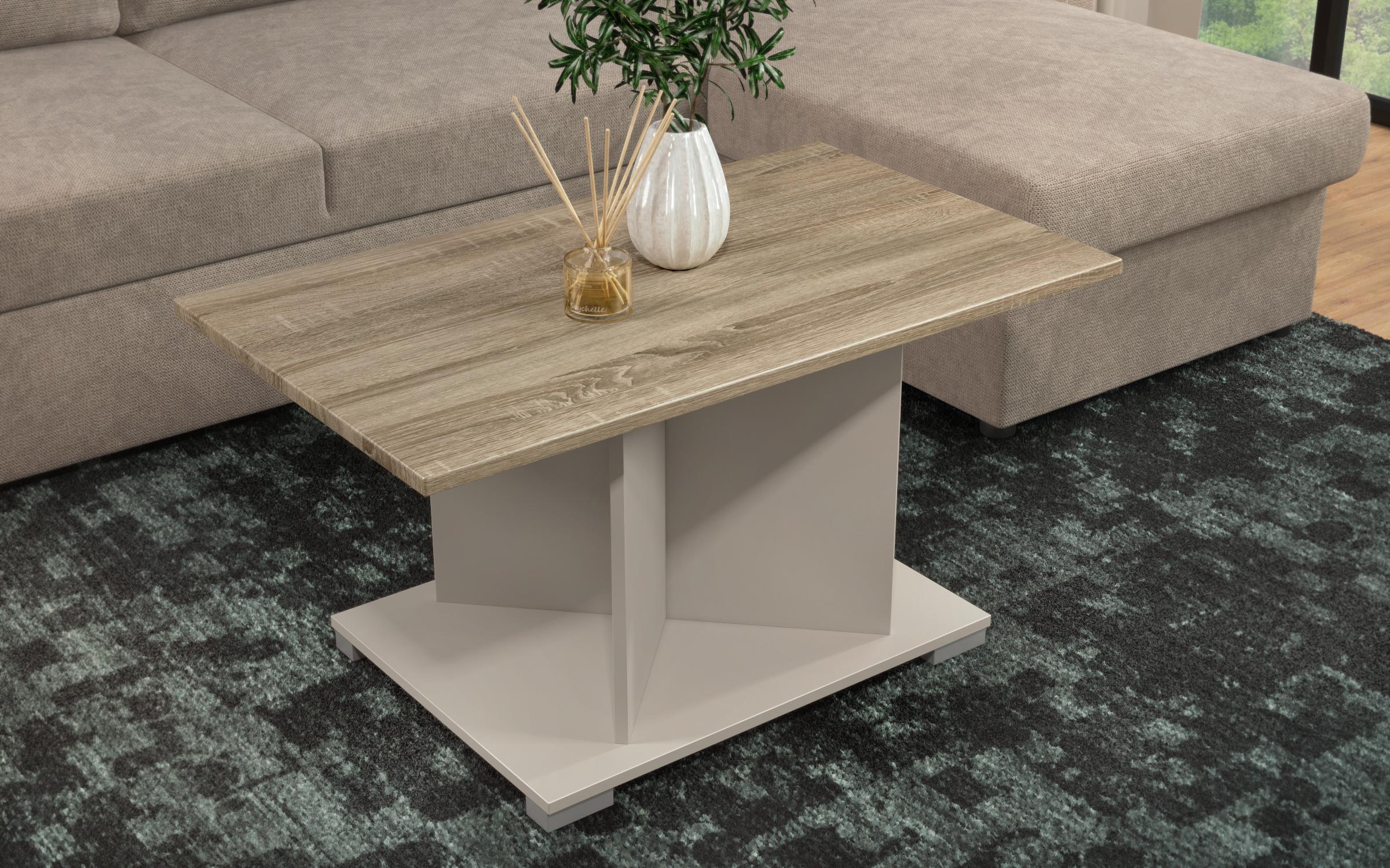 Masuta de cafea + MDF Aurea L, nisipiu mat + stejar sonoma  3
