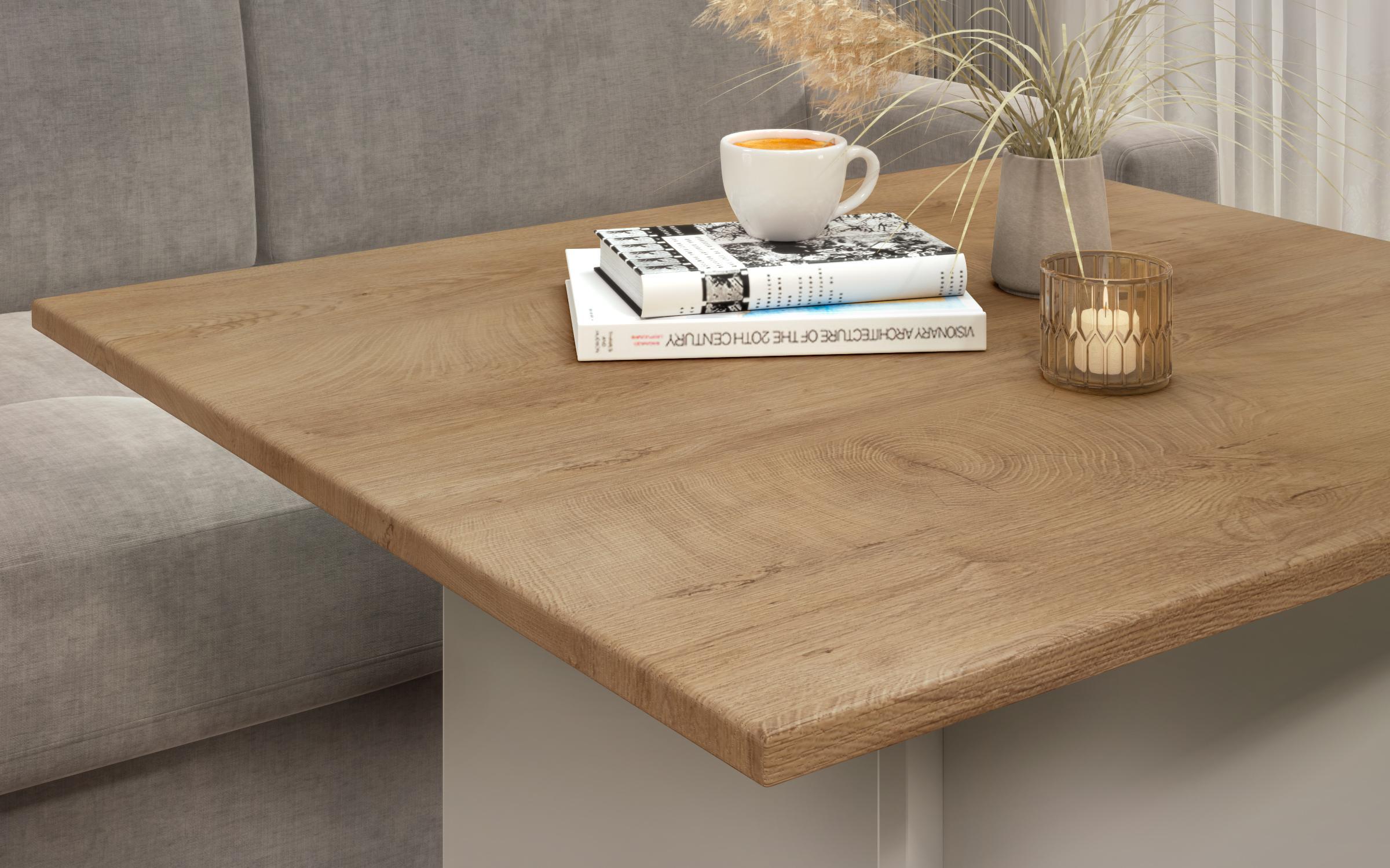 Masa dining Aurea XL + MDF, nisipiu mat + stejar classic  3